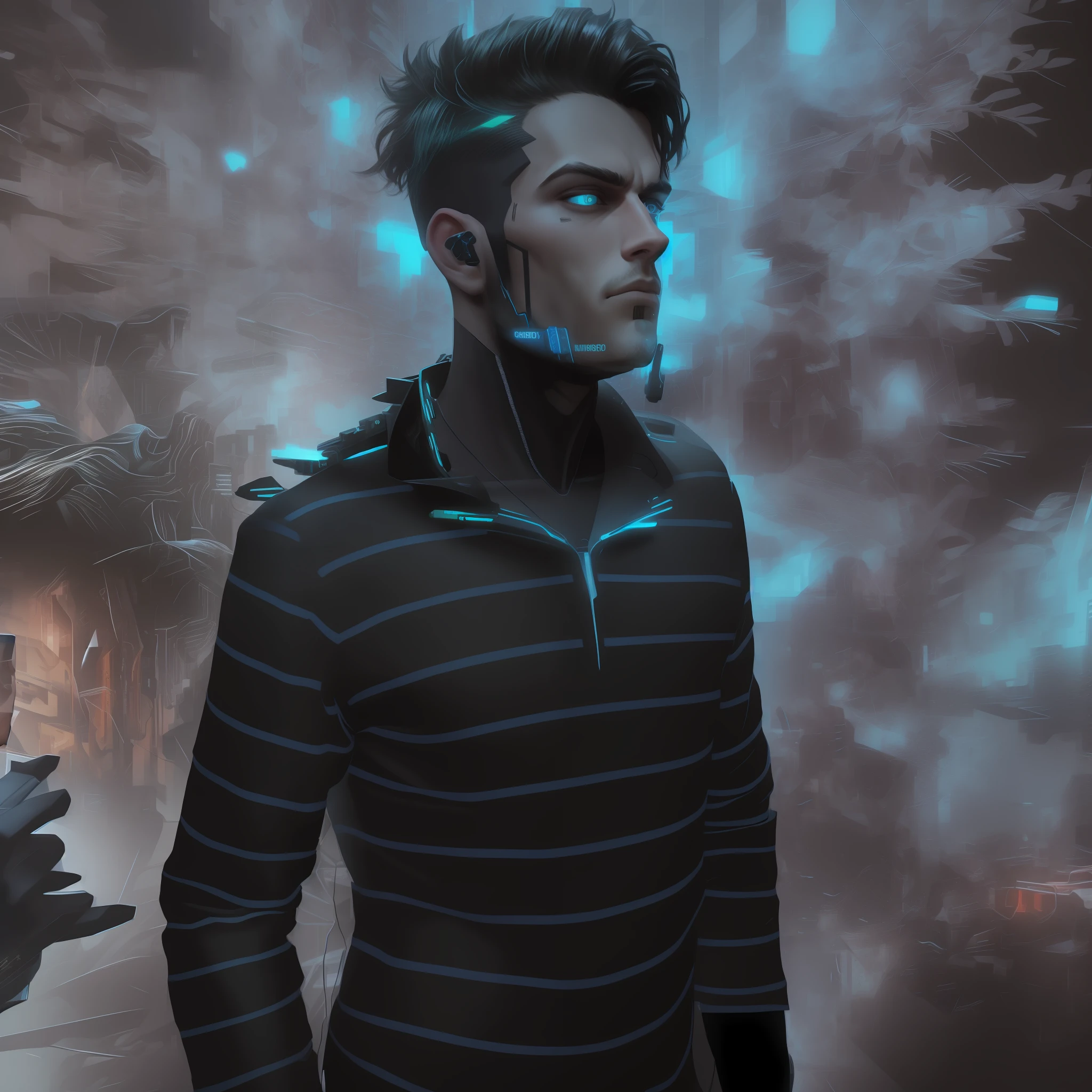 Change background, Cyberpunk handsome boy,animated face , 8k