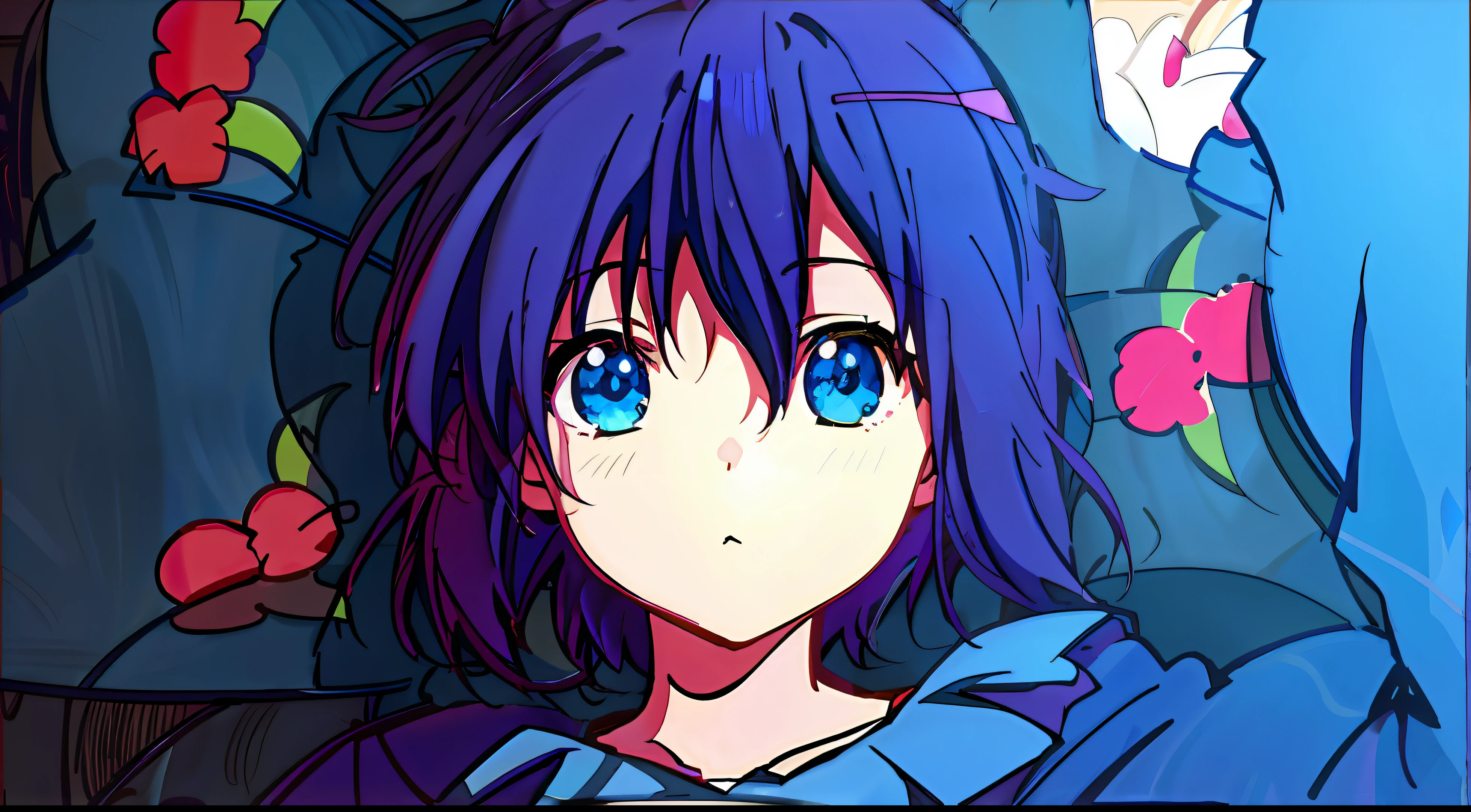 Anime girl with blue hair and blue eyes holding a plate, anime moe art style, style of anime4 K, Anime style. 8K, anime visual of a cute girl, 2 d anime style, Anime Stylization, close up of a young anime girl, in style of kyoto animation, ufotable art style, dreamy psychedelic anime, anime art style, Stylized anime