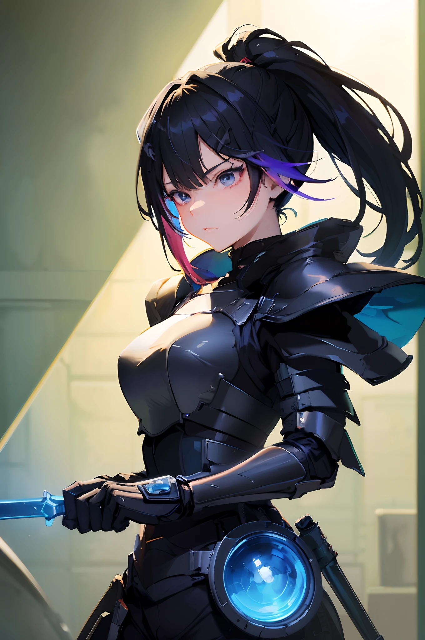 anime - style image of a woman in armor holding a sword, badass anime 8 k, artgerm and atey ghailan, armor girl, portrait of a female anime hero, holding a sword on her shoulder, digital cyberpunk anime art, anime style 4 k, detailed digital anime art, extremely detailed artgerm, best anime 4k konachan wallpaper