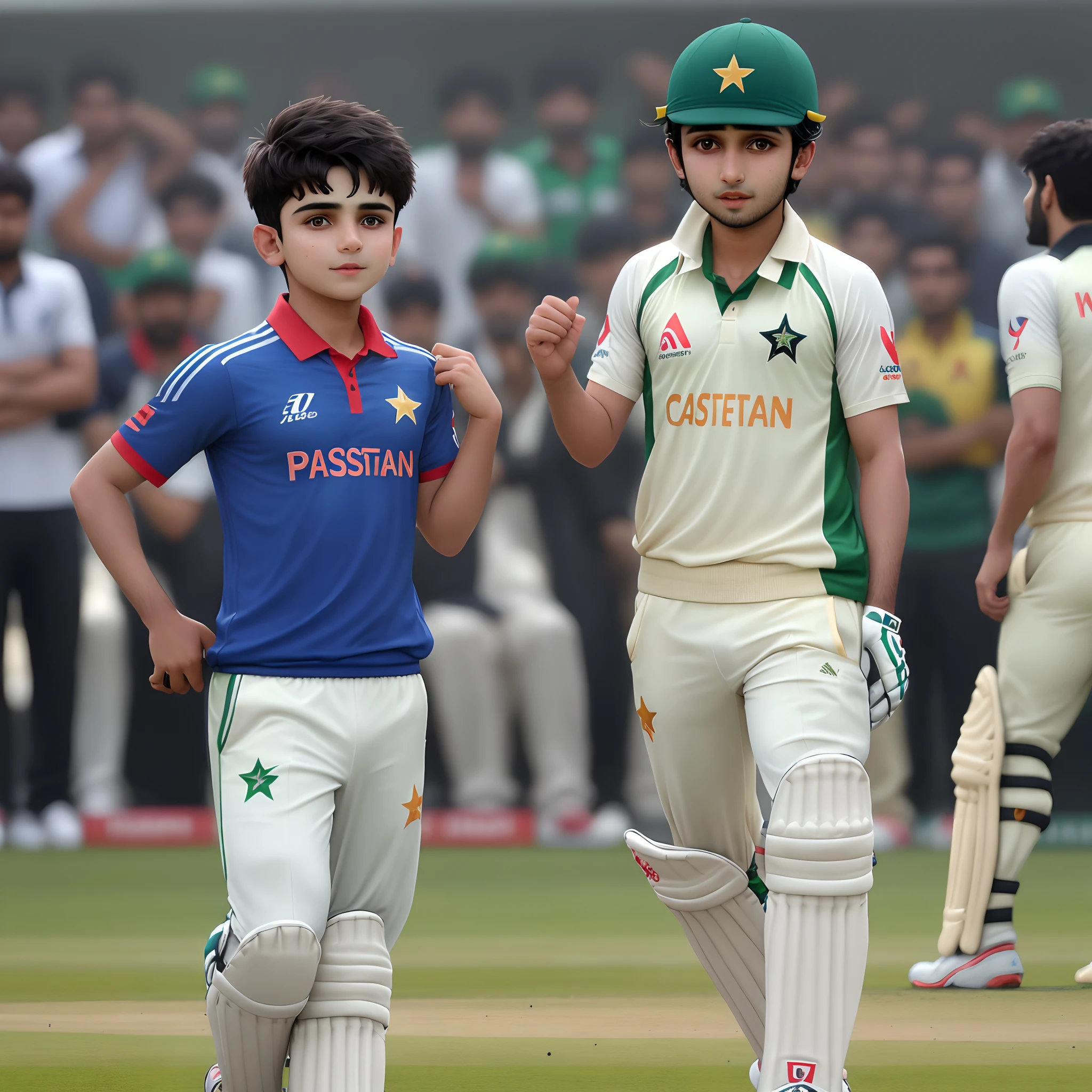 A cute boy with wear Pakistan cricket team joursy