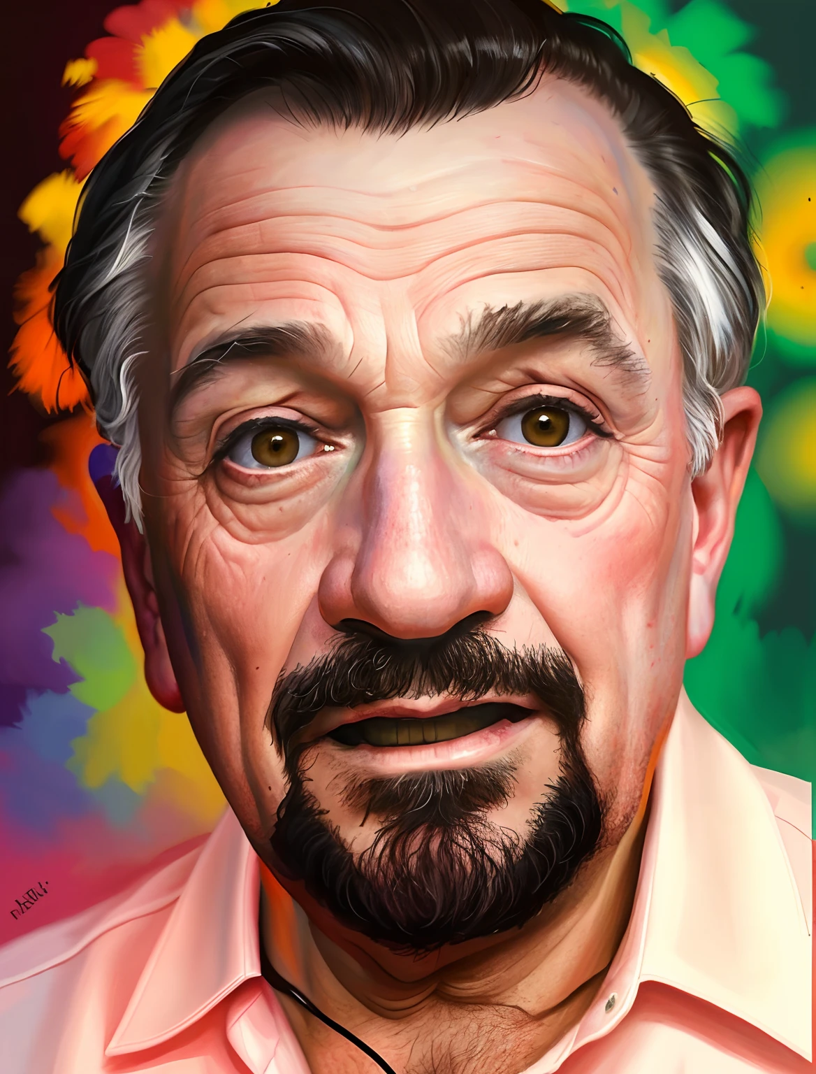 Homem com um olhar surpreso no rosto, arte digital. foto realista, #1 pintura digital de todos os tempos, # 1 pintura digital de todos os tempos, retrato de ultra realista, foto retrato realista, pintura digital dos desenhos animados, ultra realistic illustration, retrato realista da foto, Directed by: Ludwik Konarzewski, Retrato de esconder a dor Harold, pintado digitalmente
