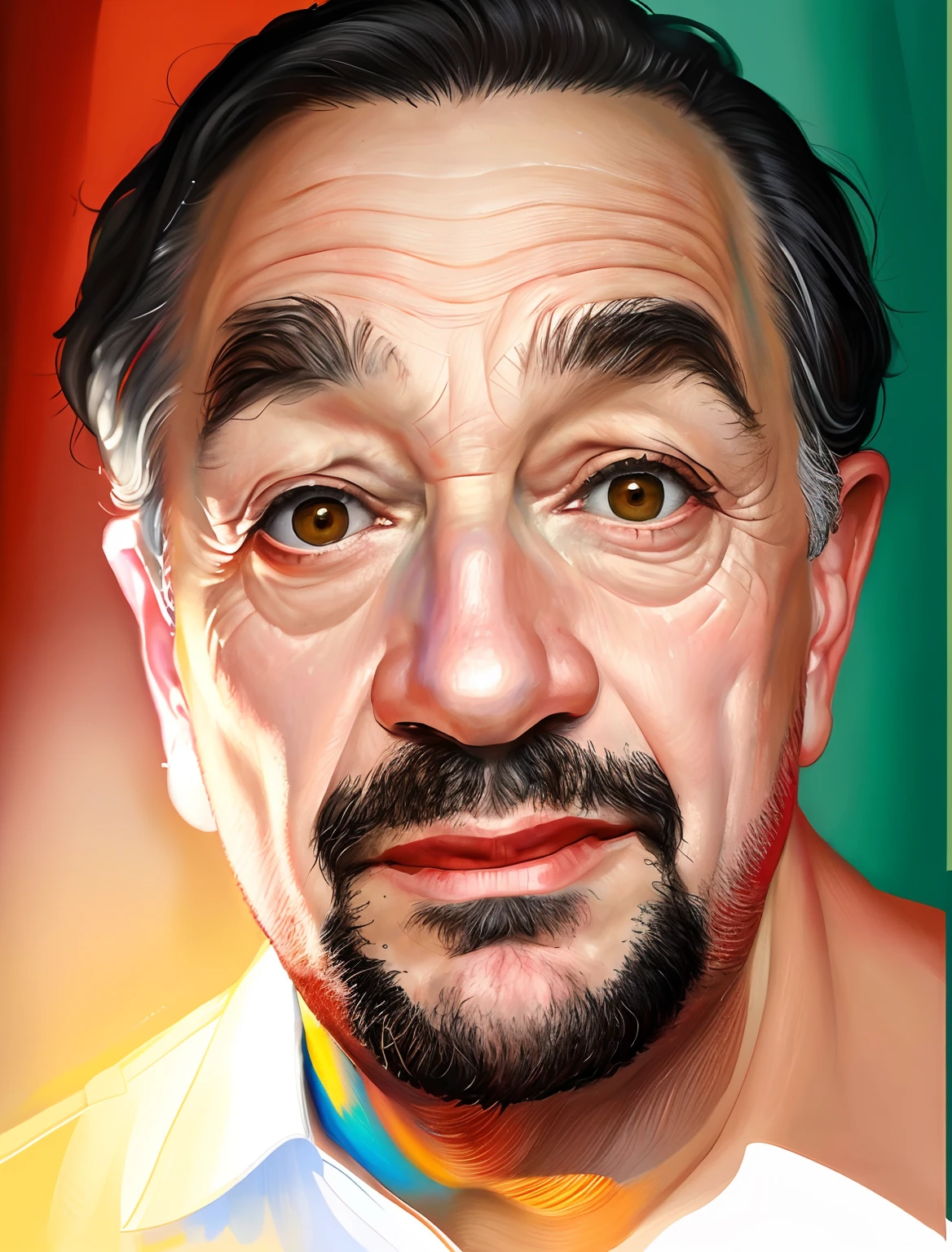 Homem com um olhar surpreso no rosto, Arte Digital. Foto realista, #1 pintura digital de todos os tempos, # 1 pintura digital de todos os tempos, Retrato ultra realista, Foto retrato realista, pintura digital dos desenhos animados, ultra realistic illustration, retrato realista da foto, Directed by: Ludwik Konarzewski, Retrato de esconder a dor Harold, pintado digitalmente