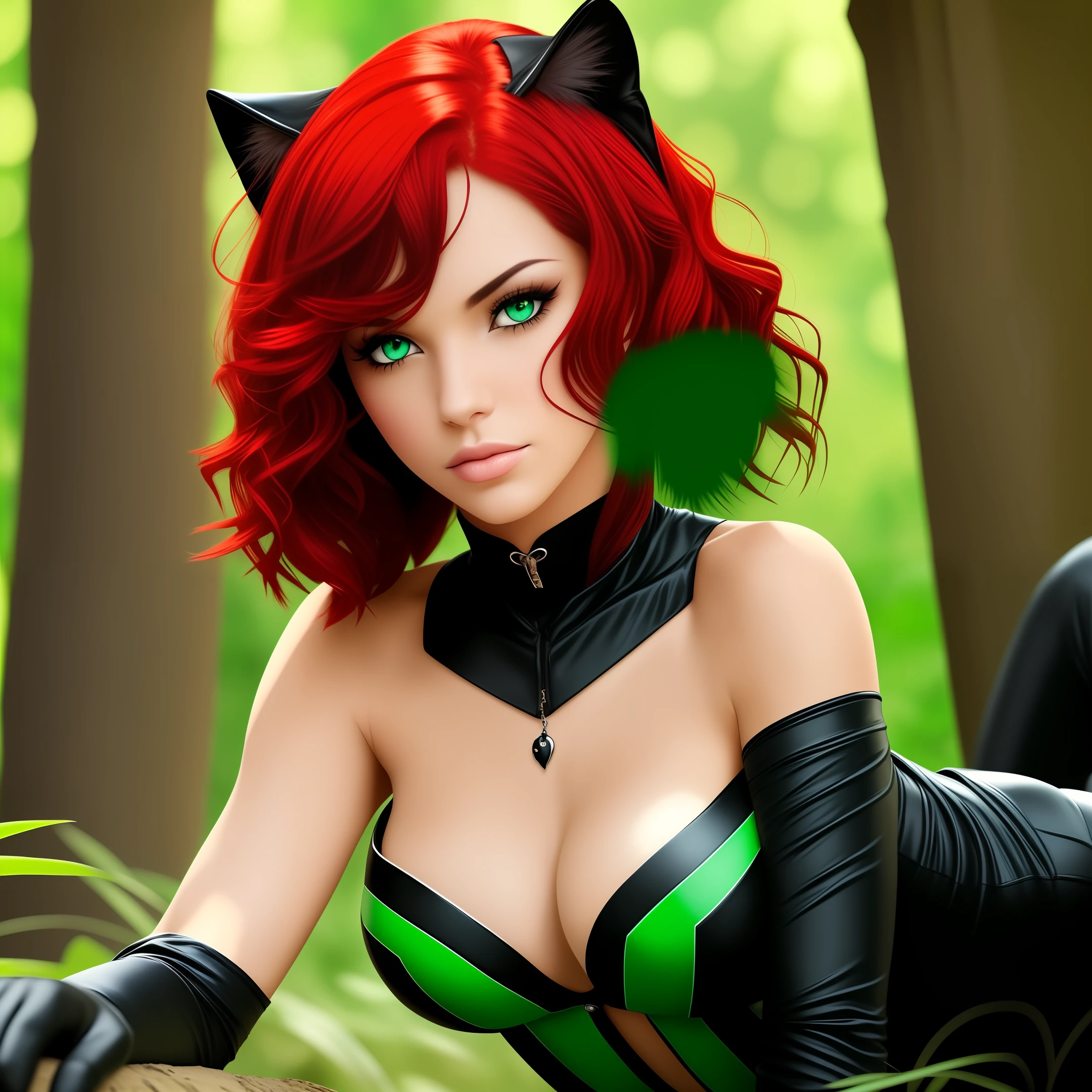 Panther, female, green eyes, red hair --auto --s2