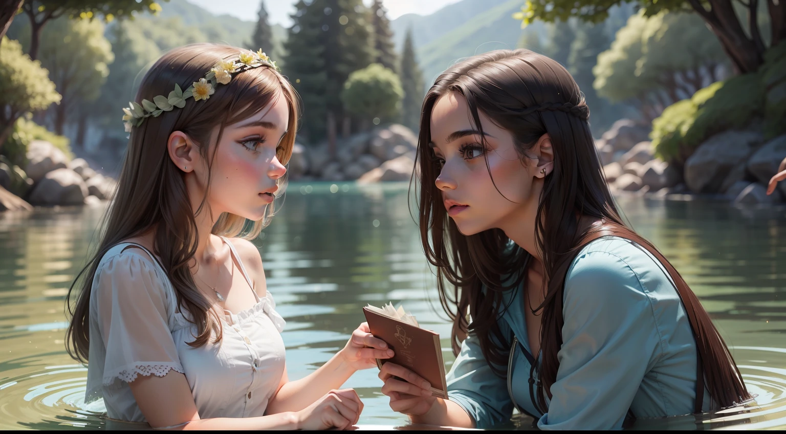Sofia and Finley spent hours talking about imaginary adventures, compartilhando segredos e rindo juntos. Ela contava a ele sobre os livros que lia e os sonhos que tinha, as Finley glided smoothly through the water, listening to every word carefully.