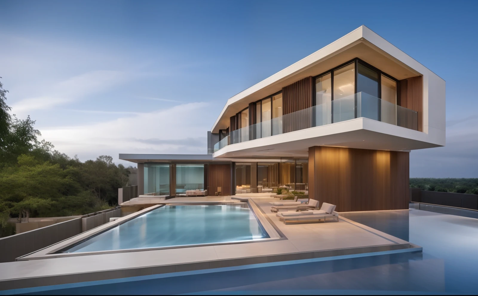 (masterpiece),(high quality), best quality, real,(realistic),( sun light:1.2), 1 pool blue clear sky:1.4, day light:1.2, super detailed, (full detail),(4k), 8k, architecture , villa pool, cloud, day, east asian architecture, ((light and shadow from canopy:1.3)), no humans, outdoors , sky, white light, tree and some flower:1.3,