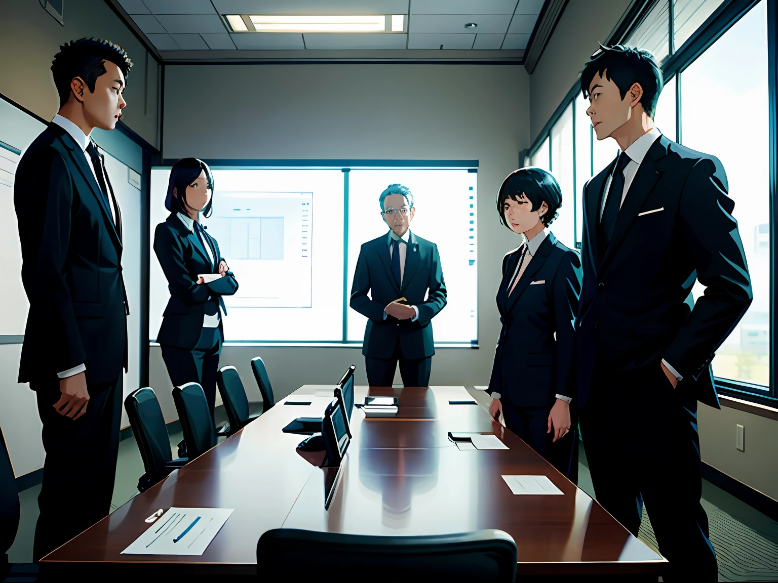 jpn,In black suit,People in the conference room