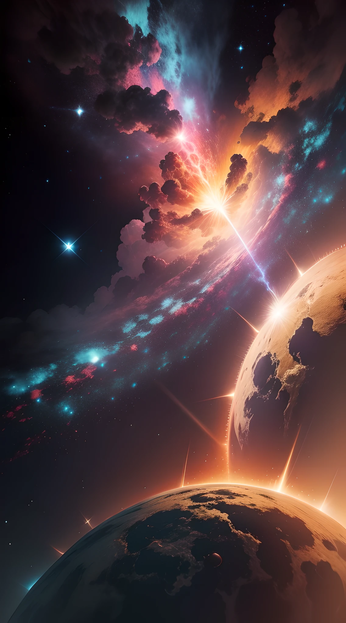Nebulosas, amarelas, awesomenes, 3D