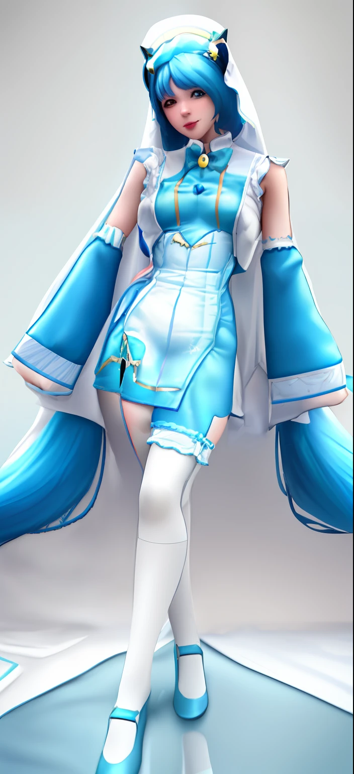 Alafe in blue dress and white stockings poses for photo, Belle Delphine, Hatsune Miku Cosplay, costume with blue accents, cosplay of a catboy! maid! Dress, inspired by Leng Mei, in a blue qipao, Anime girl cosplay, cyan corset, she has pale blue skin!!!, Rei Hiroe