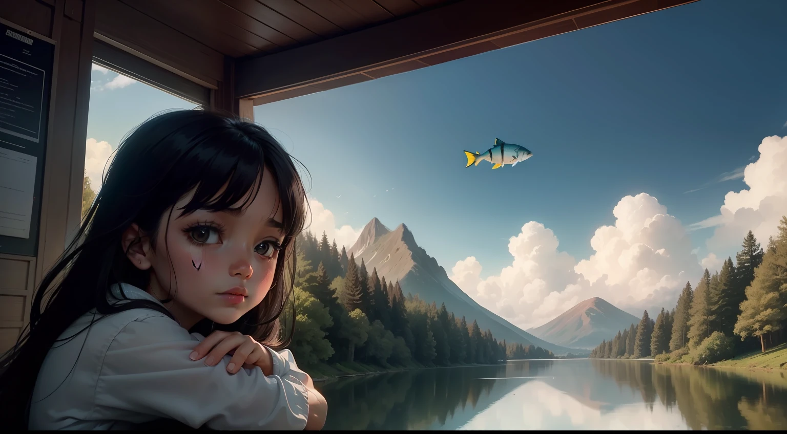 One day Sofia woke up with a different feeling. She looked around, but Finley was nowhere to be seen. Worried, she approached the river, but no sign of her fish friend. It was then that she remembered something special: Finley only appeared in her dreams