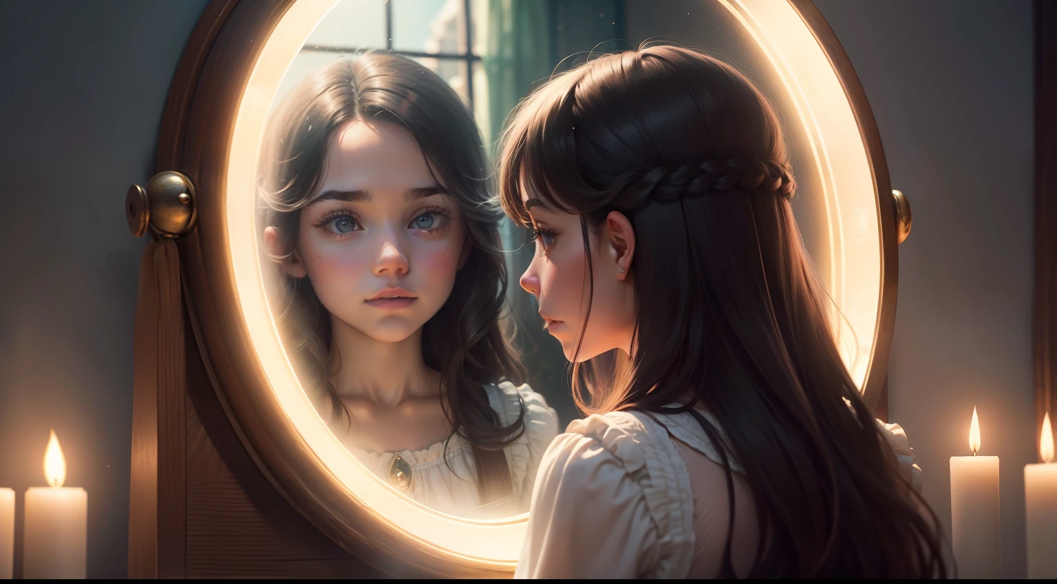 Each day, Sofia would peer into the magic mirror, losing herself in the enchanting scenes that unfolded before her. She wanted to go back to that dream world, where her friendship with Finley blossomed and the joy was endless. However, she started to miss the real world too.