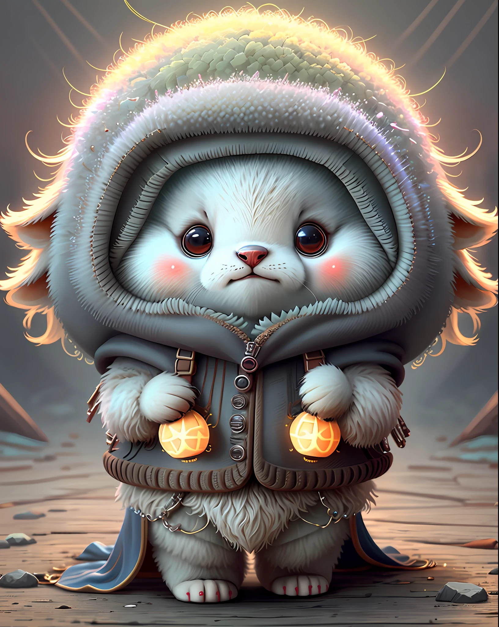 "Create cute creature masterpieces with inspired ultra-detailed concept art. Unleash your inner Cu73Cre4ture programmer with stable spreading power、Let your imagination come alive", (white bear), high detailing, in 8K、Top image quality