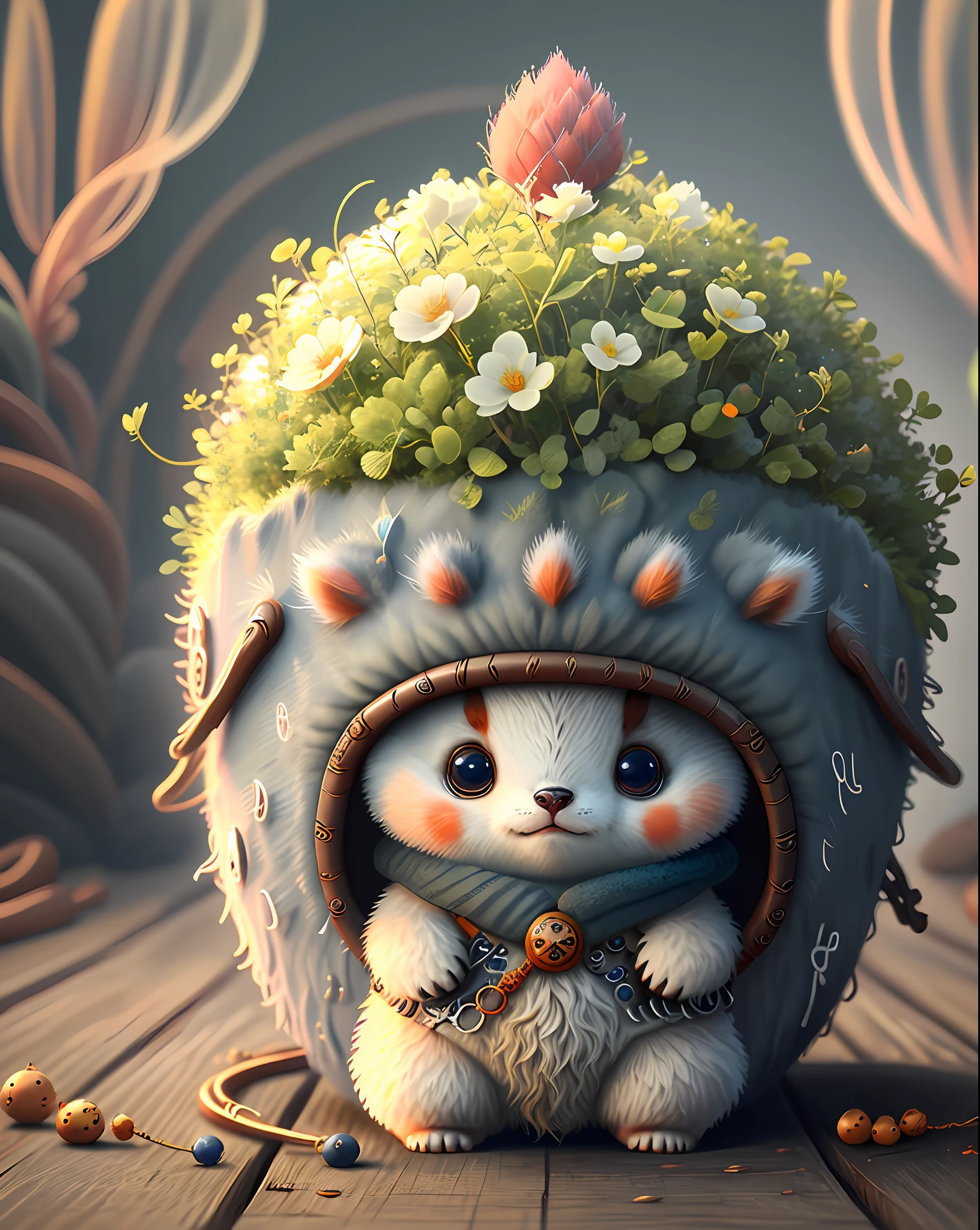 "Create cute creature masterpieces with inspired ultra-detailed concept art. Unleash your inner Cu73Cre4ture programmer with stable spreading power、Let your imagination come alive", (white bear), high detailing, in 8K、Top image quality