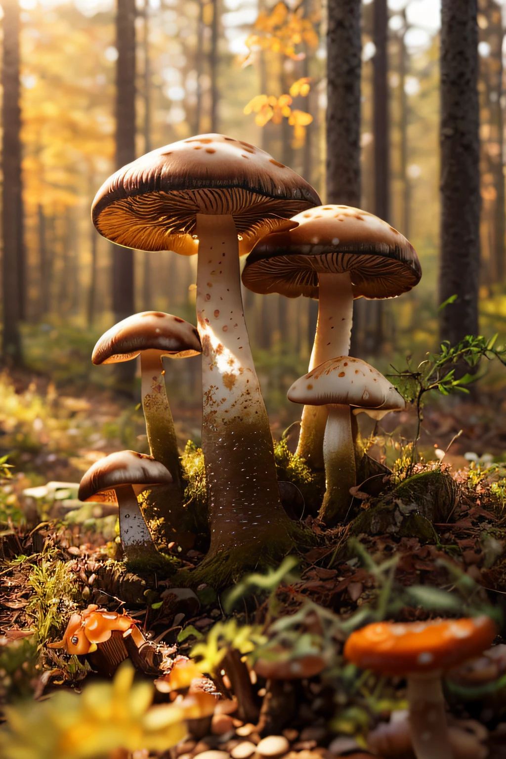 there are many mushrooms that are growing out of the ground, forest made out of mushroom, mushroom forest, mushroom trees, mushrooms, mushrooms grow from the body, giant mushrooms, mushrooms on the ground, fungi, magic mushrooms, toadstools, mushrooms style and macro style, mushroom structures, shrooms, translucent mushrooms, psychedelic mushrooms, fungus, mushrooms grow, magic mushroom