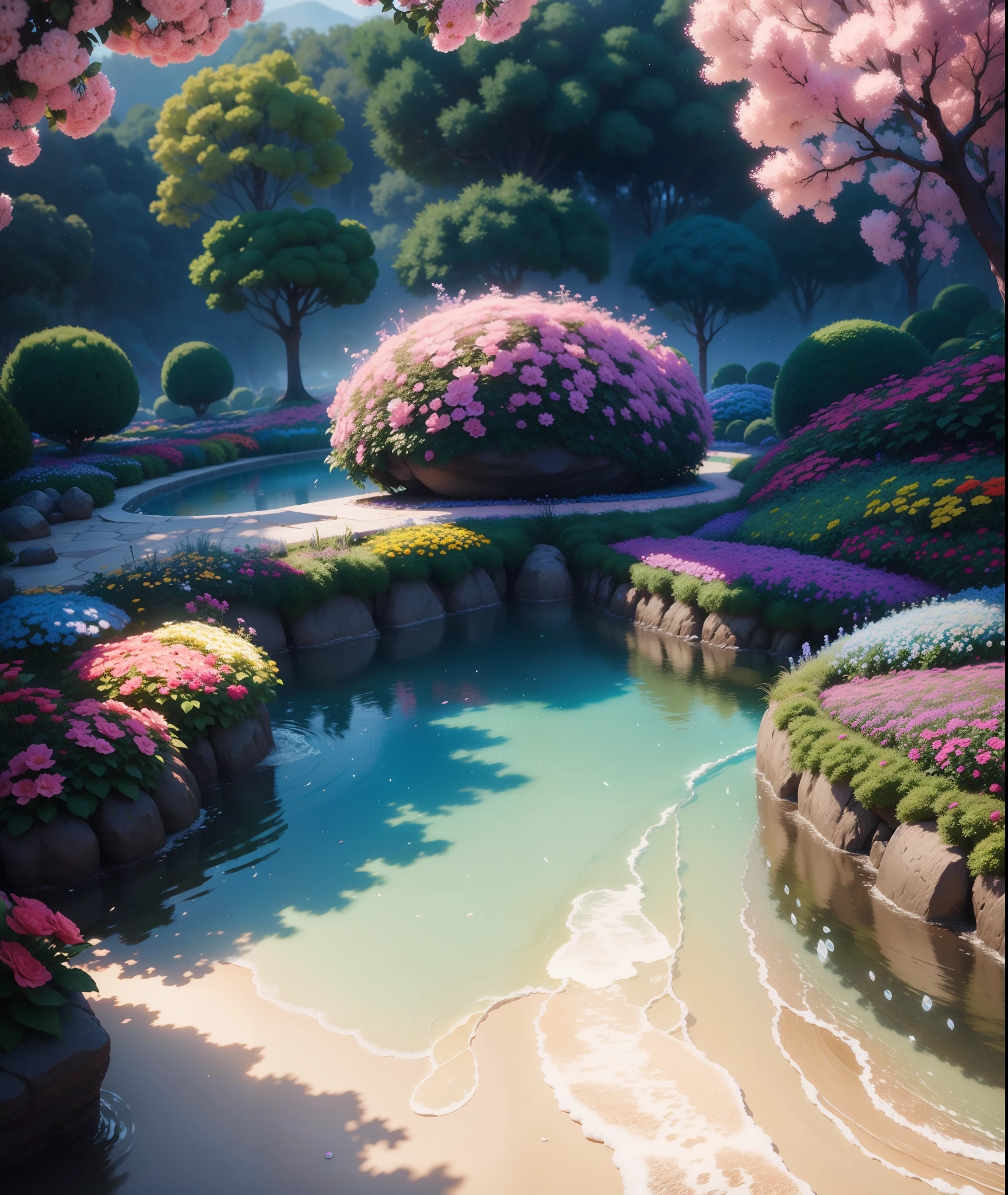 Flores hiper realistas, como pedras preciosas, brilhos, cores, luzes, glamour, rosas de cristal, rosas preciosas, jardim brilhante, super realista, Disney pixar, 8K.