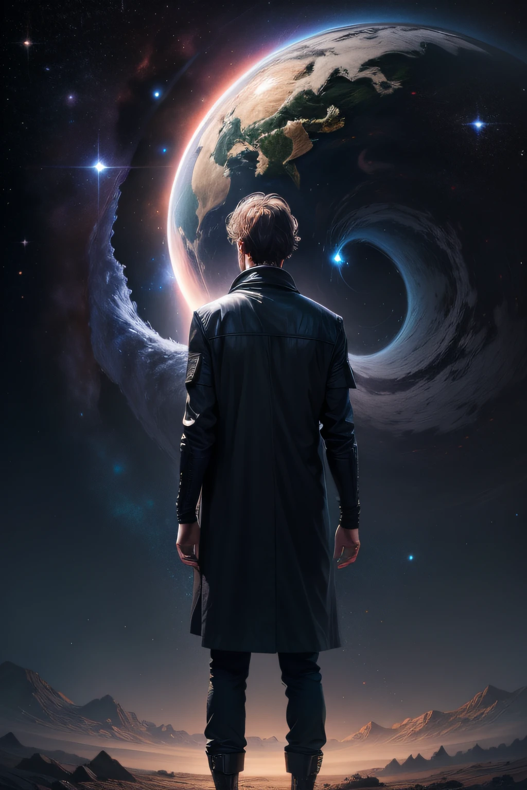 Man at edge of creation of the universe