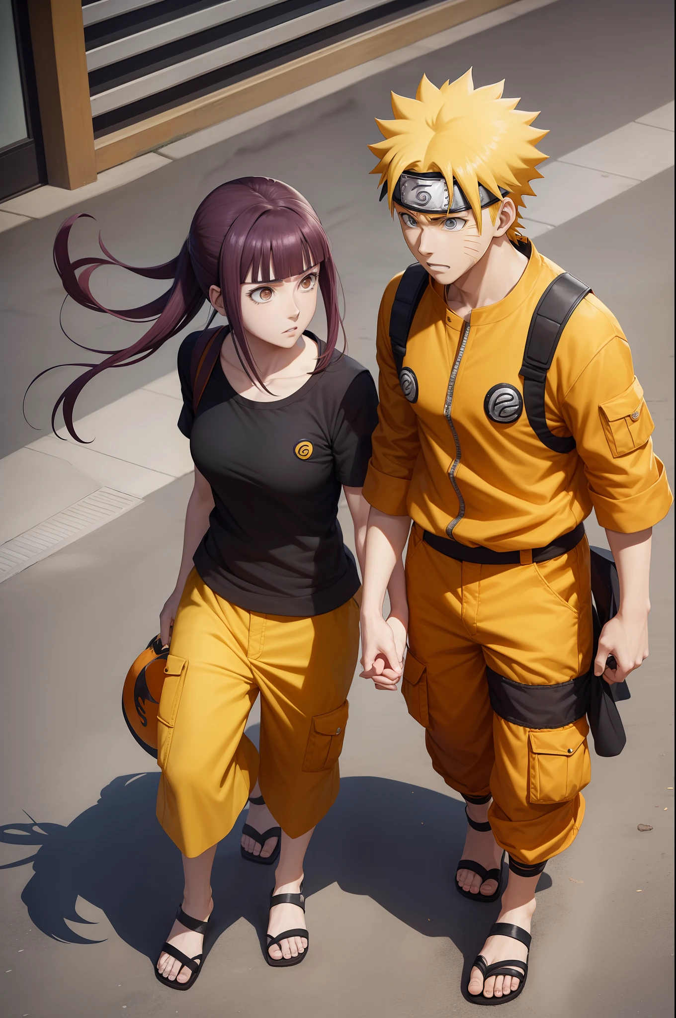 Naruto Uzumaki and Hinata Hyuuga Walking Hand in Detail