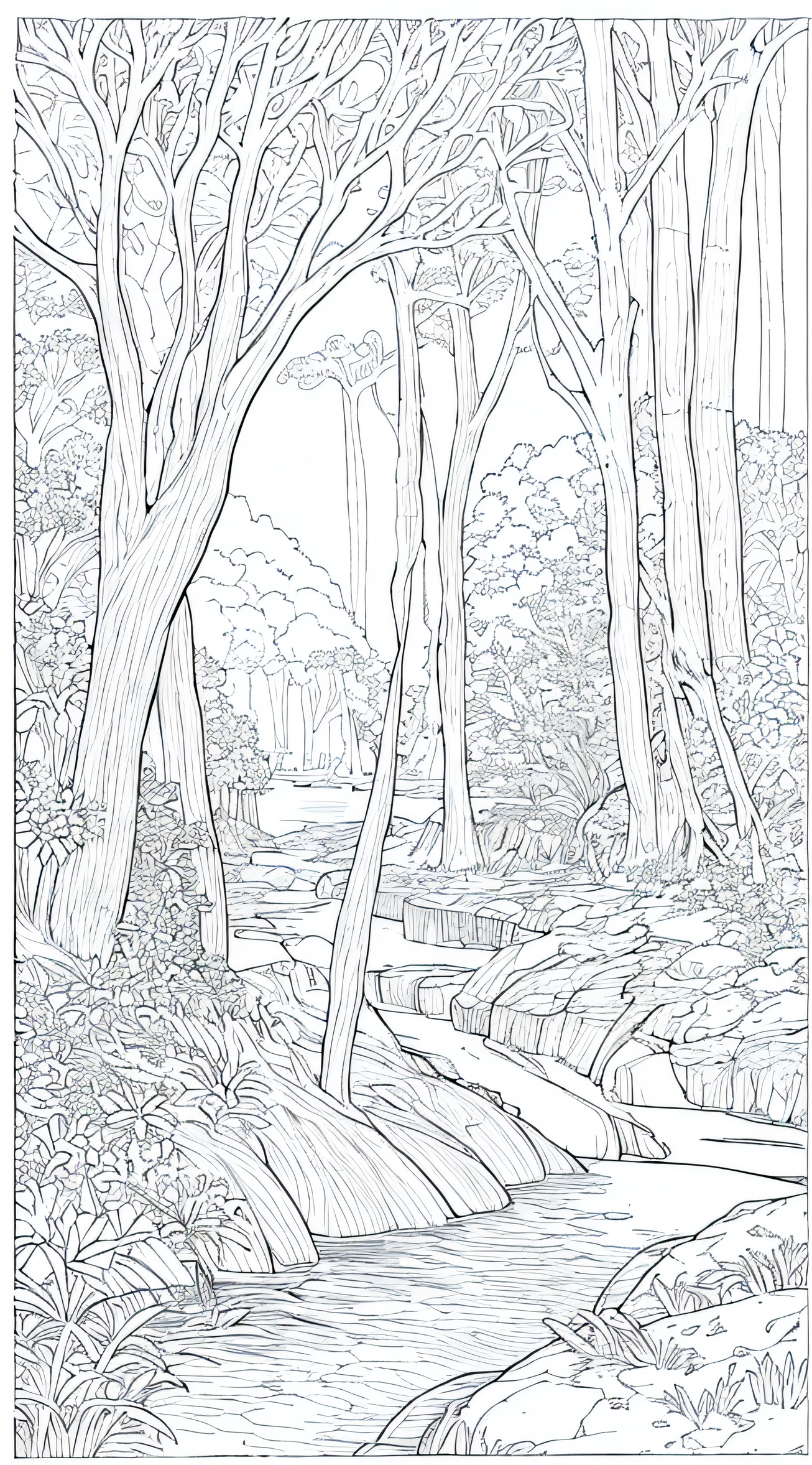 1 rapaz, obra-prima, musculoso, lindo, 35 anos,solo, corpo bem detalhado, detailed hands, pernas detalhadas, detailed feets, look_at_viewer, sorriso, sunga apenas, near a river, detailed water, plantas detalhadas, trees around, detailed trees, with fishing rod in hand, lineart, linha fina, melhor qualidade, monocromatic, 4k, alta resolução, coloring page.