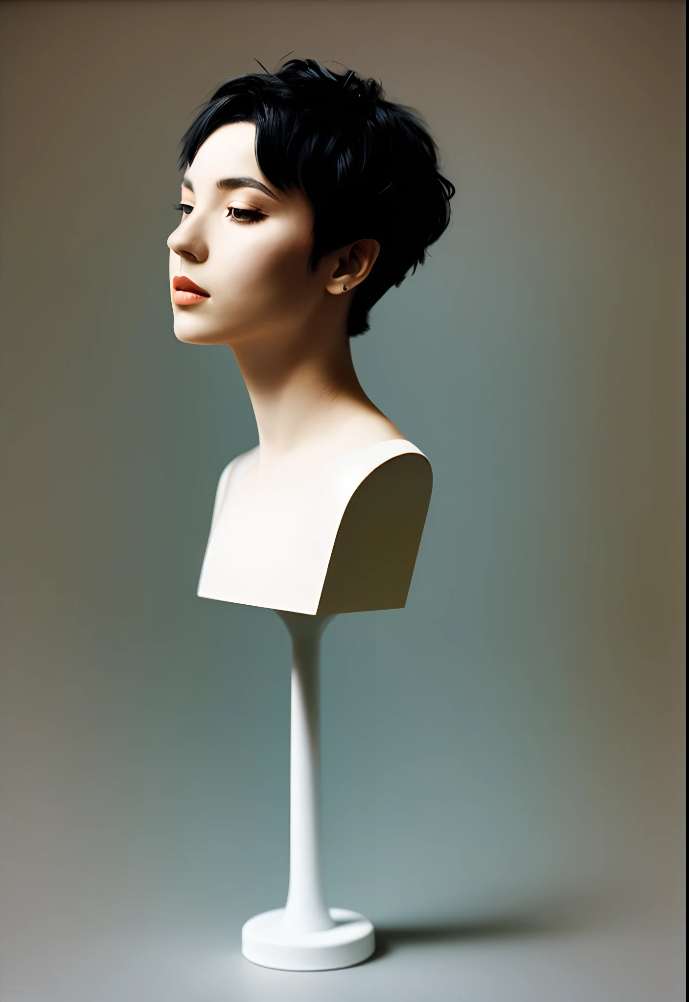 Kizi，with short black hair，photorealestic，White，small busts，tidal current，waitor，dance