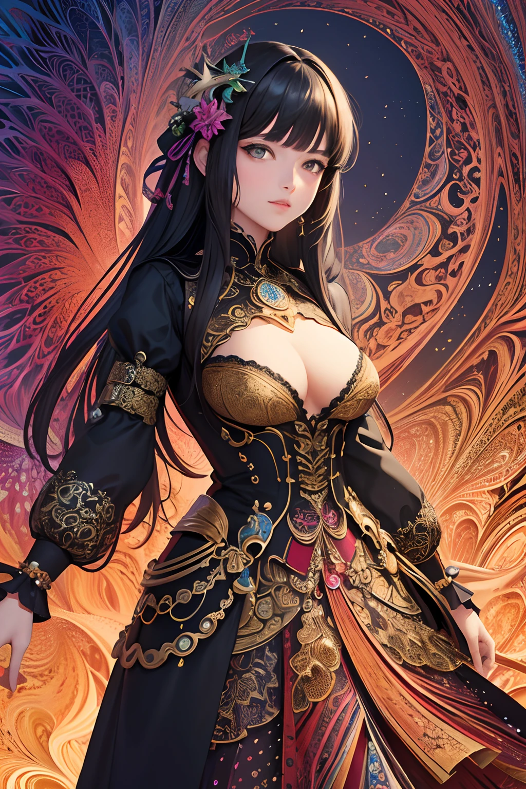 (masterpiece, top quality, best quality, official art, beautiful and aesthetic:1.2), (1girl), extreme detailed,(fractal art:1.3),colorful,highest detailed