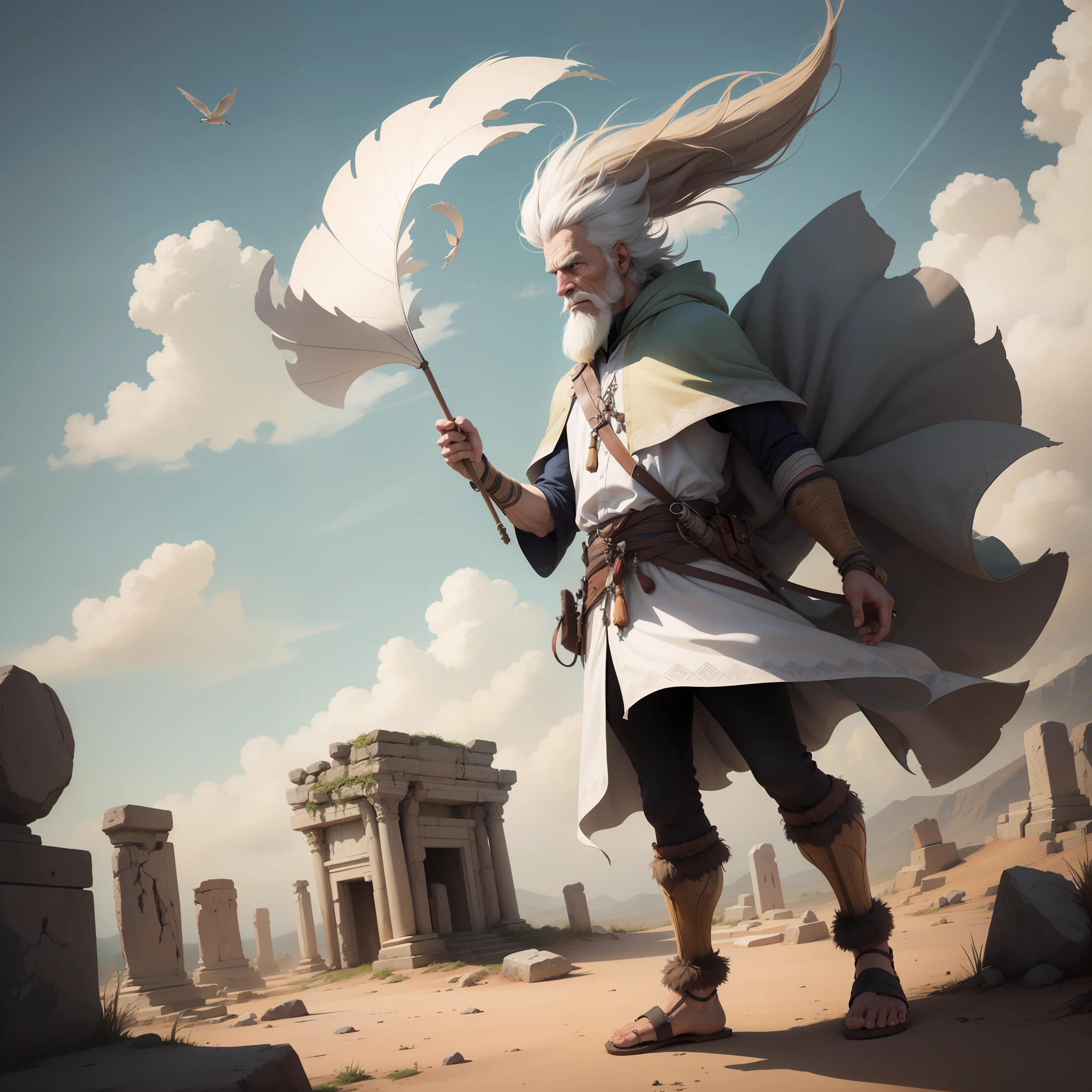 ancient wind，man，