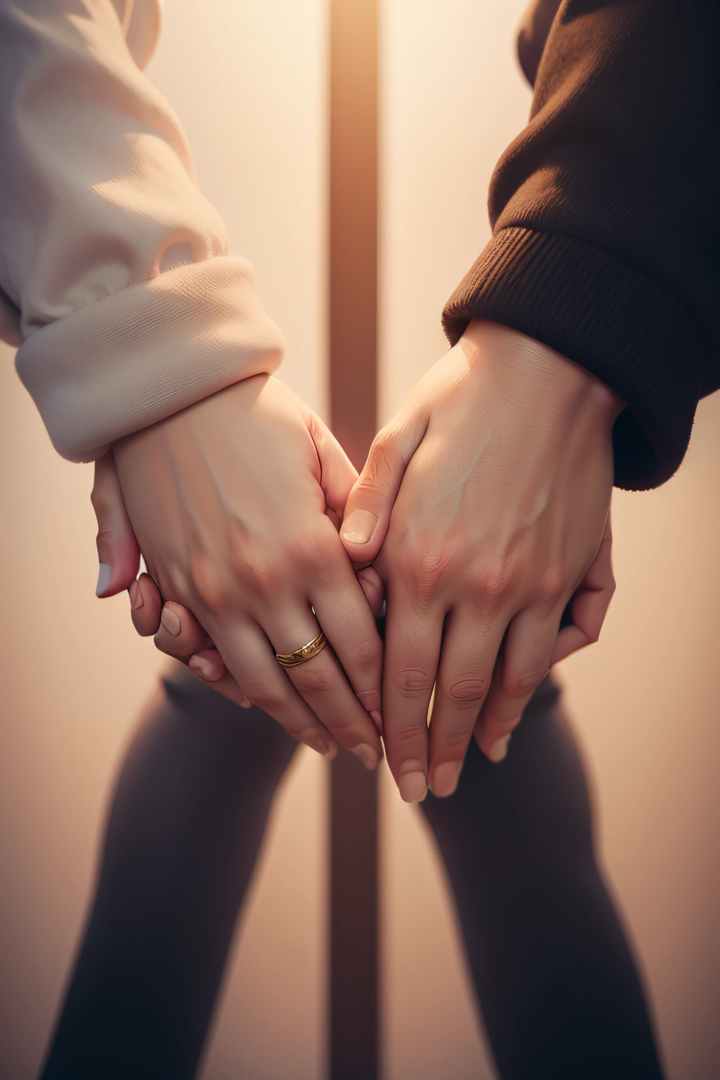 Two of people's hands entwined in prayer