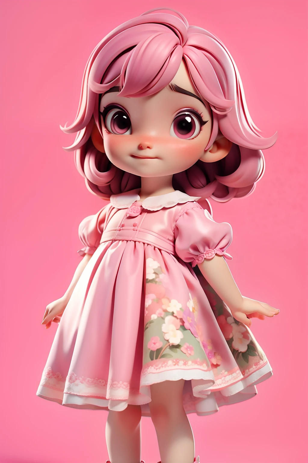 Children's story character, segurando um livro, roupa delicada rosa, flores e muito brilho