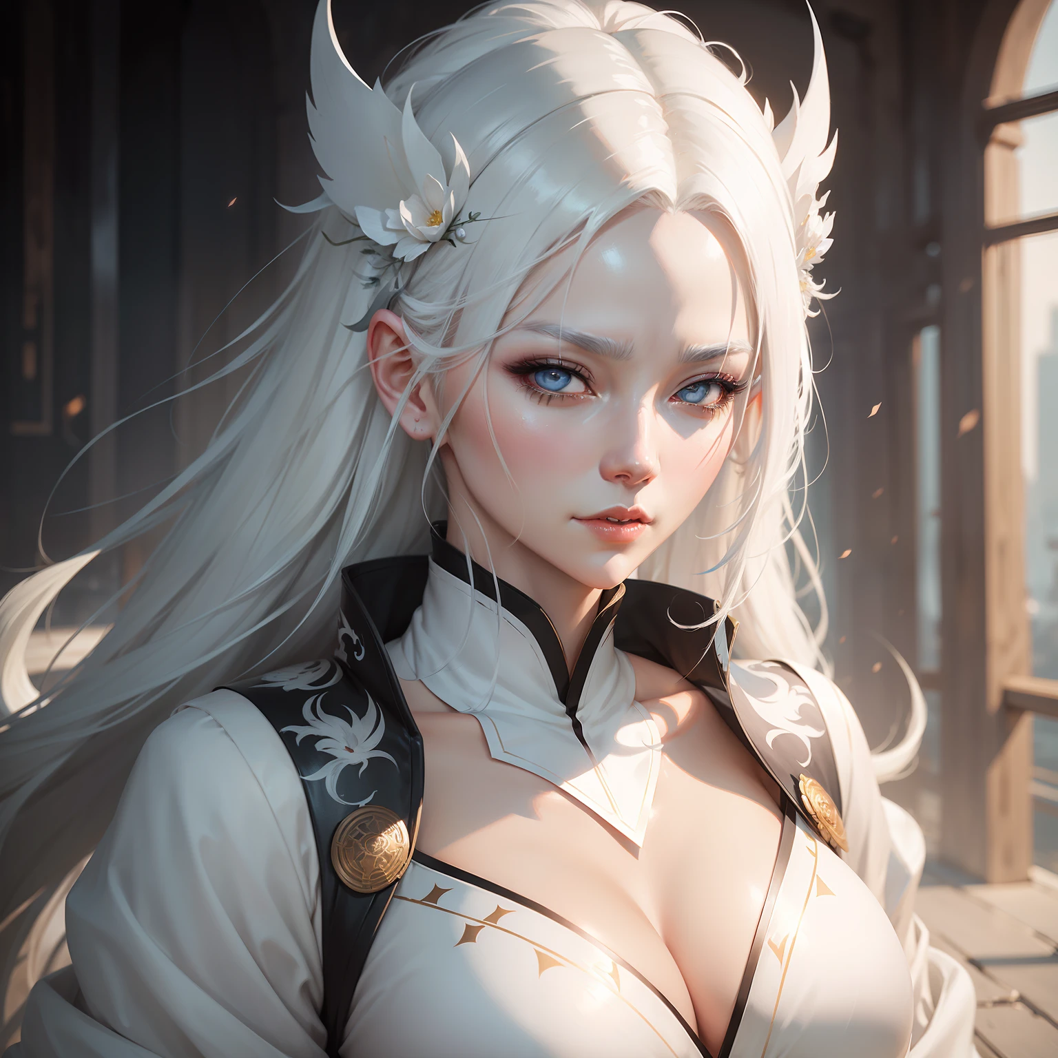 a close up of a woman with white hair and a white mask, beautiful character painting, guweiz, artwork in the style of guweiz, white haired deity, by Yang J, epic exquisite character art, stunning character art, by Fan Qi, by Wuzhun Shifan, guweiz on pixiv artstation