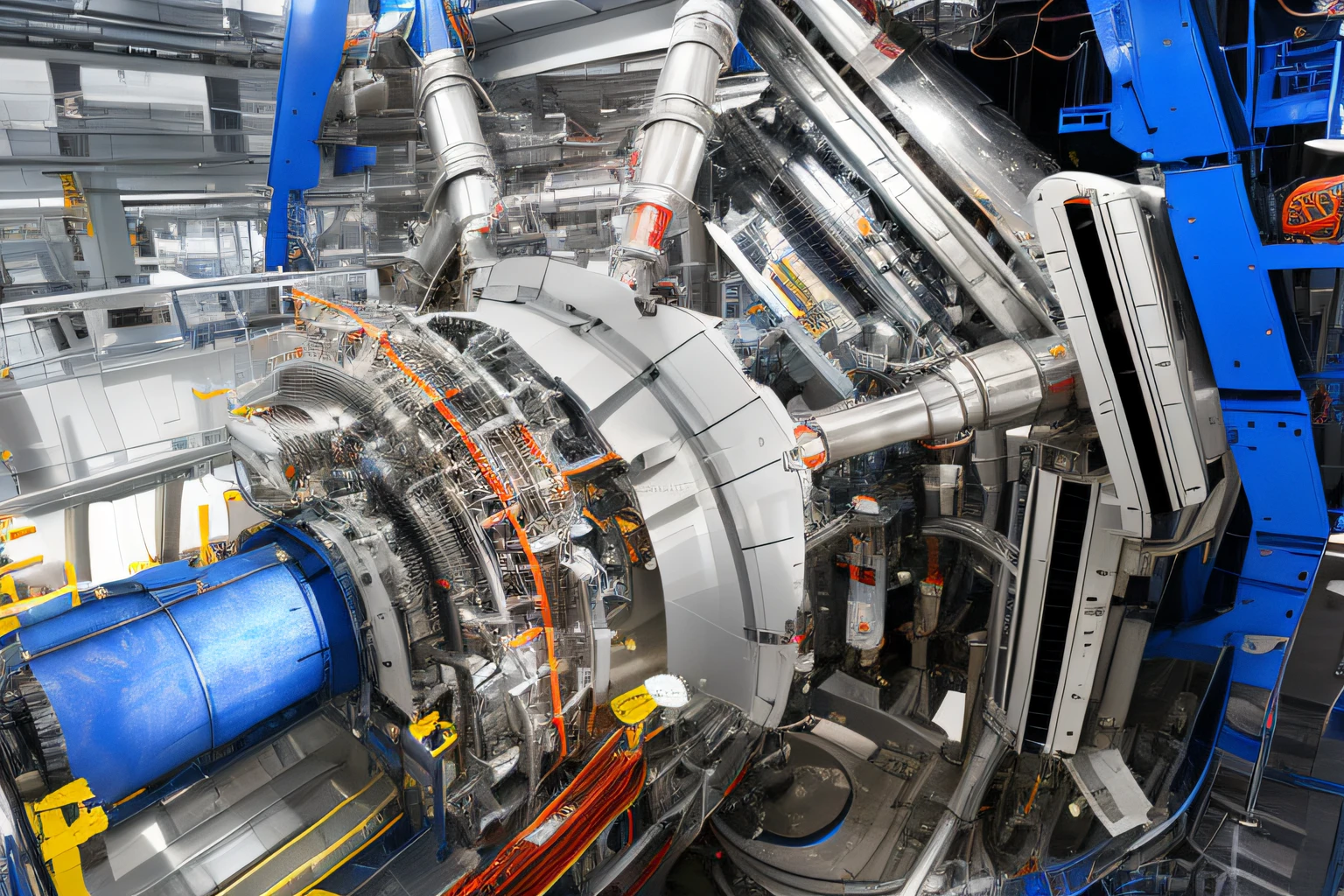Star Wars art,The Alafeld machine is located in a large room with a lot of pipes, Hadron Collider, hadron collider technology, Large Hadron Collider, intricate machine in space, There are some workers working on it,hadron antimatter vacuum reactor, the god particle, the photo shows a large, Particle Physics, Complex machinery, inside a science facility, supernova inside facility, A massive, Intricate machinery,(((8K, RAW photo, Best quality, Masterpiece:1.4))), 超高分辨率, Ultra-detailed, illustration, Close-up, Astono, Environment only, Lab Room,