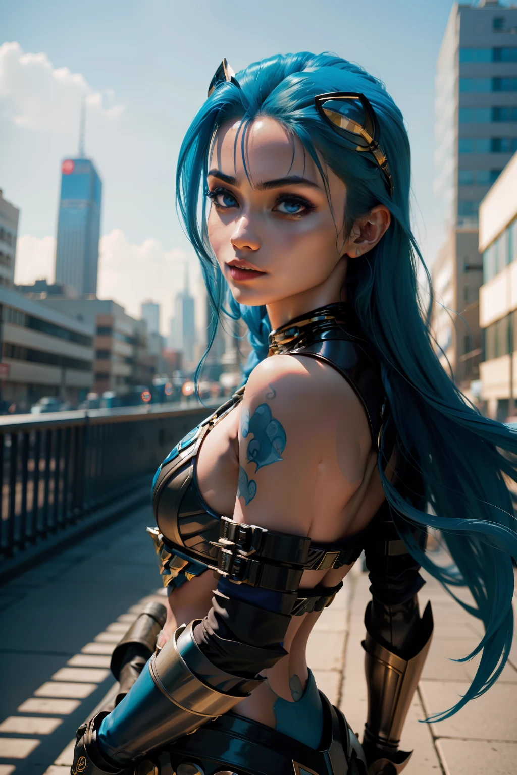 imagem do Besouro Azul, linda garota, a DC Comics comic book and a superhero character. She is a heroine in blue and black armor with shiny metallic details. His armor is inspired by a beetle, with stylized wings on the back and antennae on the head. Your costume has a modern and technological look, with streamlined lines and stylized symbols reminiscent of a beetle. Besouro Azul tem uma postura confiante e determinada. Ele tem uma aura heroica, com olhos brilhantes e expressivos, refletindo sua vontade de proteger o mundo dos perigos. He's in a position of action, como se estivesse prestes a enfrentar um desafio.A paisagem circundante pode ser uma cidade, with skyscrapers in the background, showing that the Blue Beetle is always ready to defend the innocent and fight crime. Add some dynamic elements, como efeitos de luz e sombra, To add more life and depth to the image.