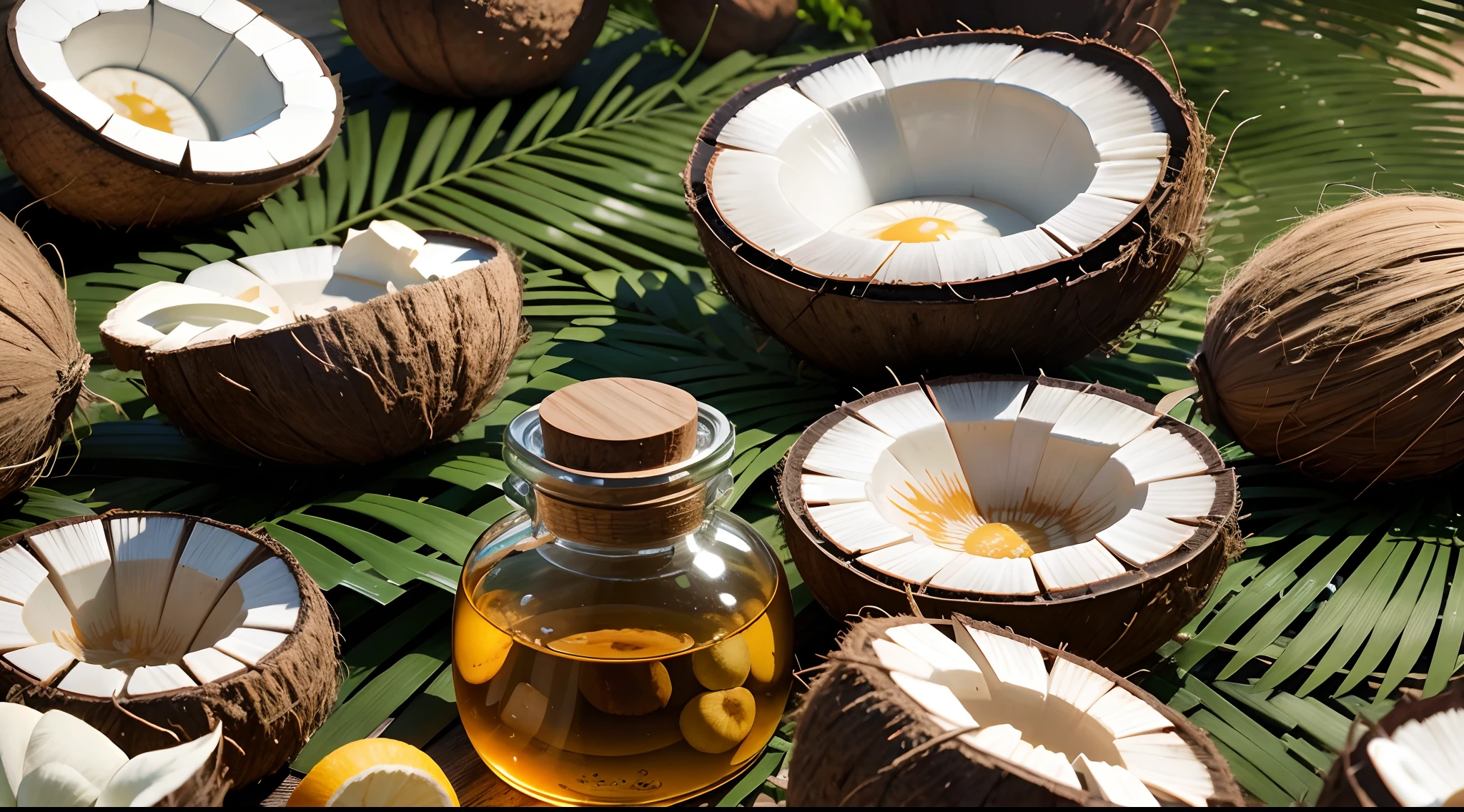 Coconut Oil, espadas, naturais, Natureza, Natureza, Linda, renderizado, fotorrealista, UltraHD, 4k, texturasdetalhadas, sombras detalhadas, cores detalhadas, por do sol, sol se pondo, Sunset, Natureza Linda, fundo preto, por do sol, contraste detalhado, contraste realista, alta resolução, cores detalhadas,