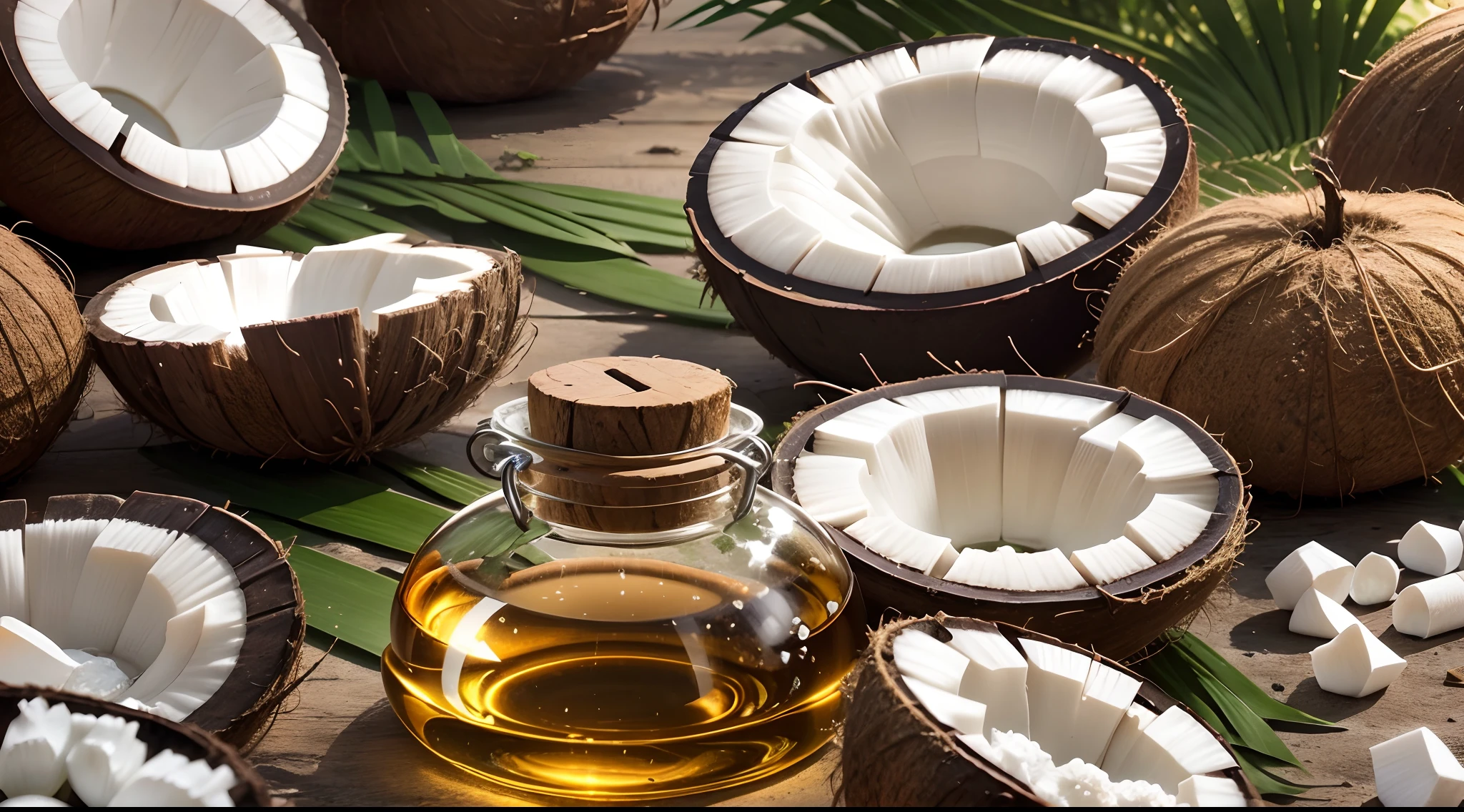 Coconut Oil, Natural Coconut Oil, espadas, naturais, Natureza, Natureza, Linda, renderizado, fotorrealista, UltraHD, 4k, texturasdetalhadas, sombras detalhadas, cores detalhadas, por do sol, sol se pondo, Sunset, Natureza Linda, fundo preto, por do sol, contraste detalhado, contraste realista, alta resolução, cores detalhadas,