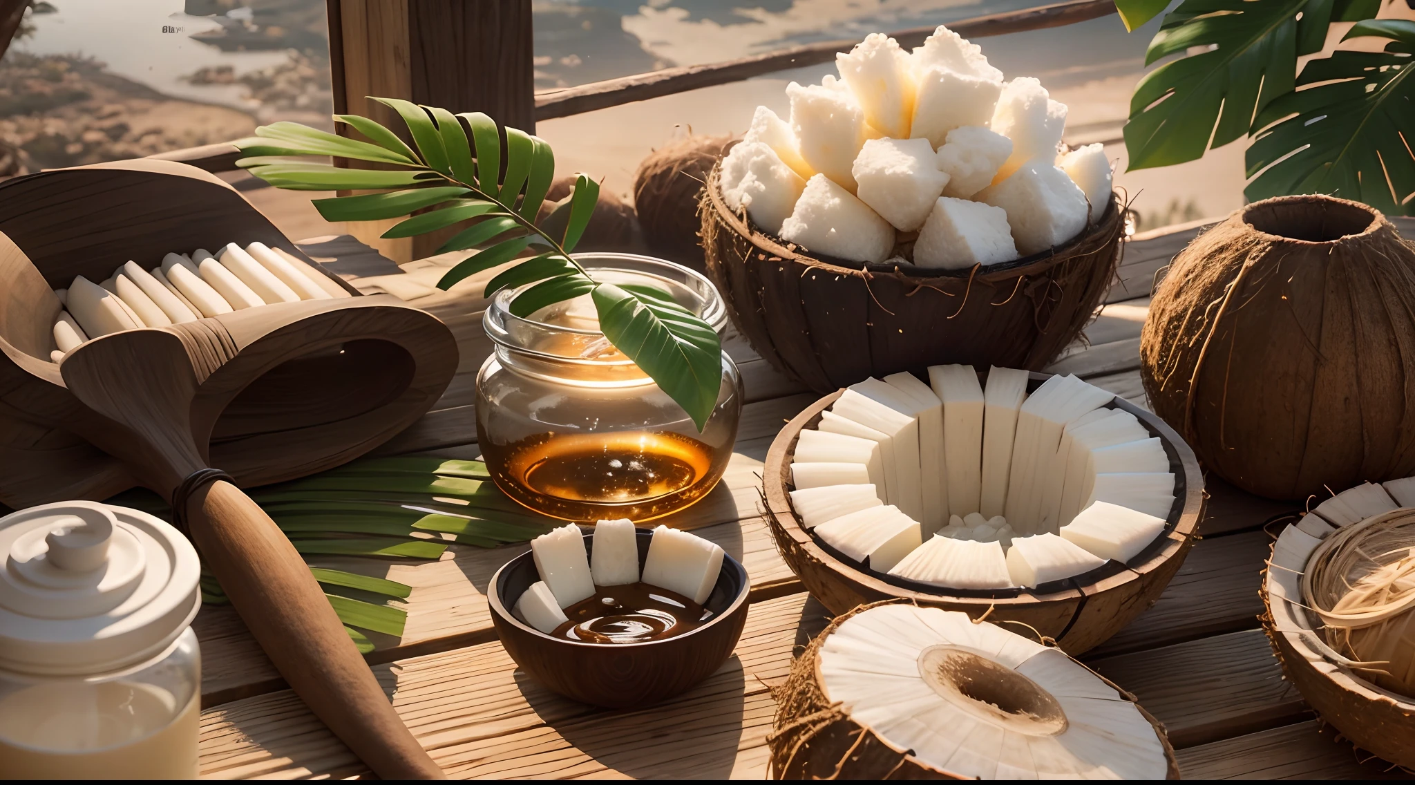 Coconut Oil, Natural Coconut Oil, espadas, naturais, Natureza, Natureza, Linda, renderizado, fotorrealista, UltraHD, 4k, texturasdetalhadas, sombras detalhadas, cores detalhadas, por do sol, sol se pondo, Sunset, Natureza Linda, fundo preto, por do sol, contraste detalhado, contraste realista, alta resolução, cores detalhadas,
