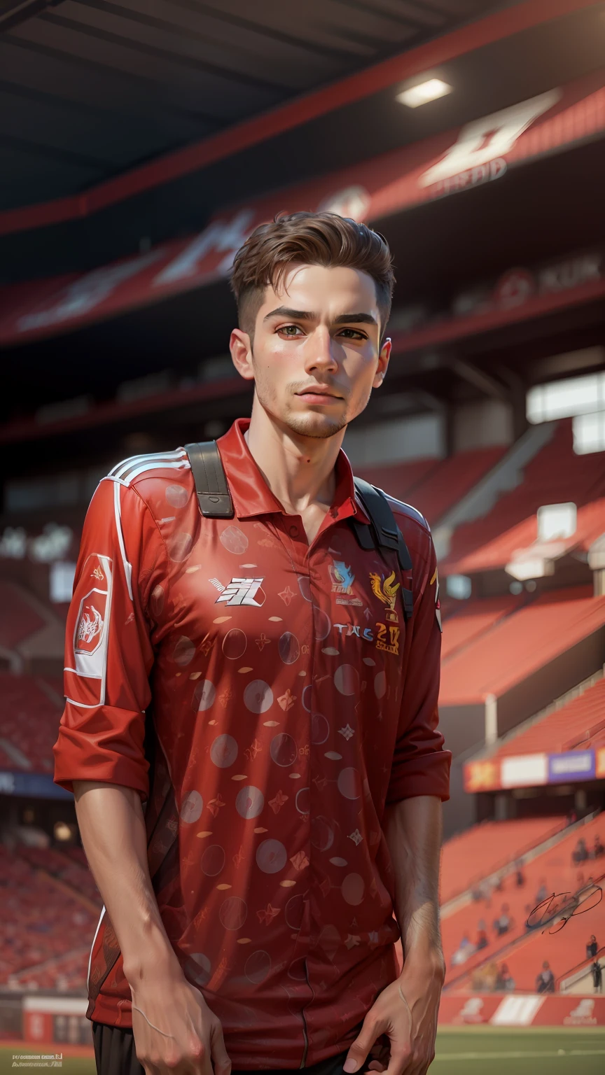 masterpiece, 8k,photorealistic, detailed face,
1boy liverpool jersey,stadium, soccer,
realistic,