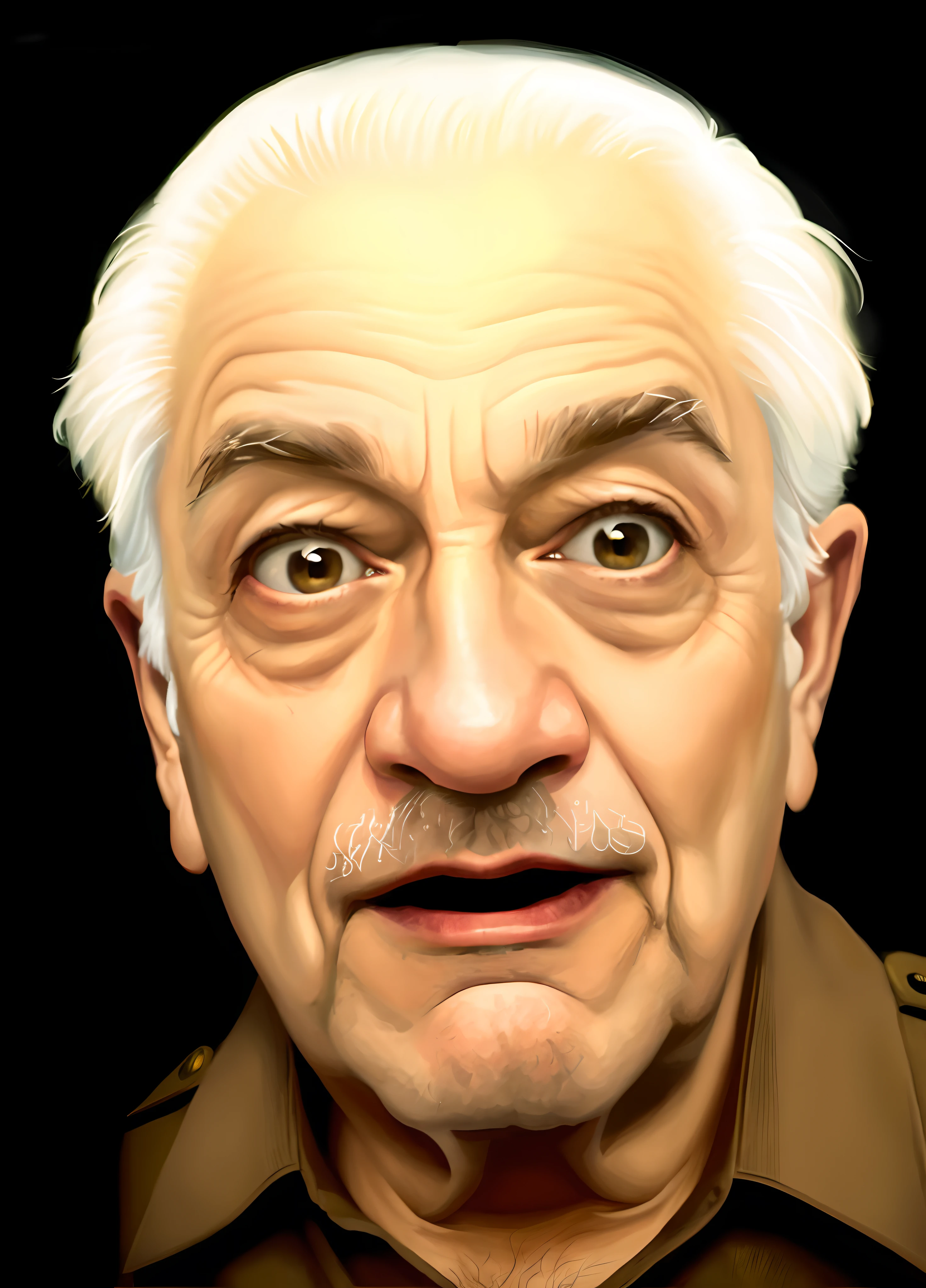 Homem com um olhar surpreso no rosto, camisa branca, camisa branca, Perfect eyelashes, Arte Digital. Foto realista, #1 pintura digital de todos os tempos, # 1 pintura digital de todos os tempos, retrato ultra realista, Foto retrato realista, pintura digital dos desenhos animados, ultra realistic illustration, retrato realista da foto, Directed by: Ludwik Konarzewski, Retrato de esconder a dor Harold, pintado digitalmente