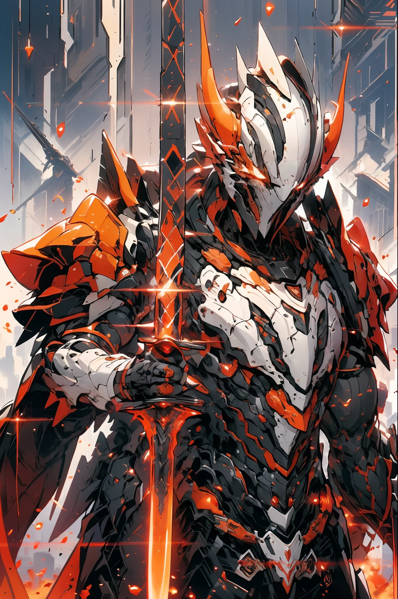 a man in a black suit holding a sword and a red light, ares with heavy armor and sword, the dark lord sauron, corvo attano, anime poster, magneto, berserk art style, an epic anime of a energy man, black and red armor, fate/zero, red armor, detailed key anime art, artstation masterpiece