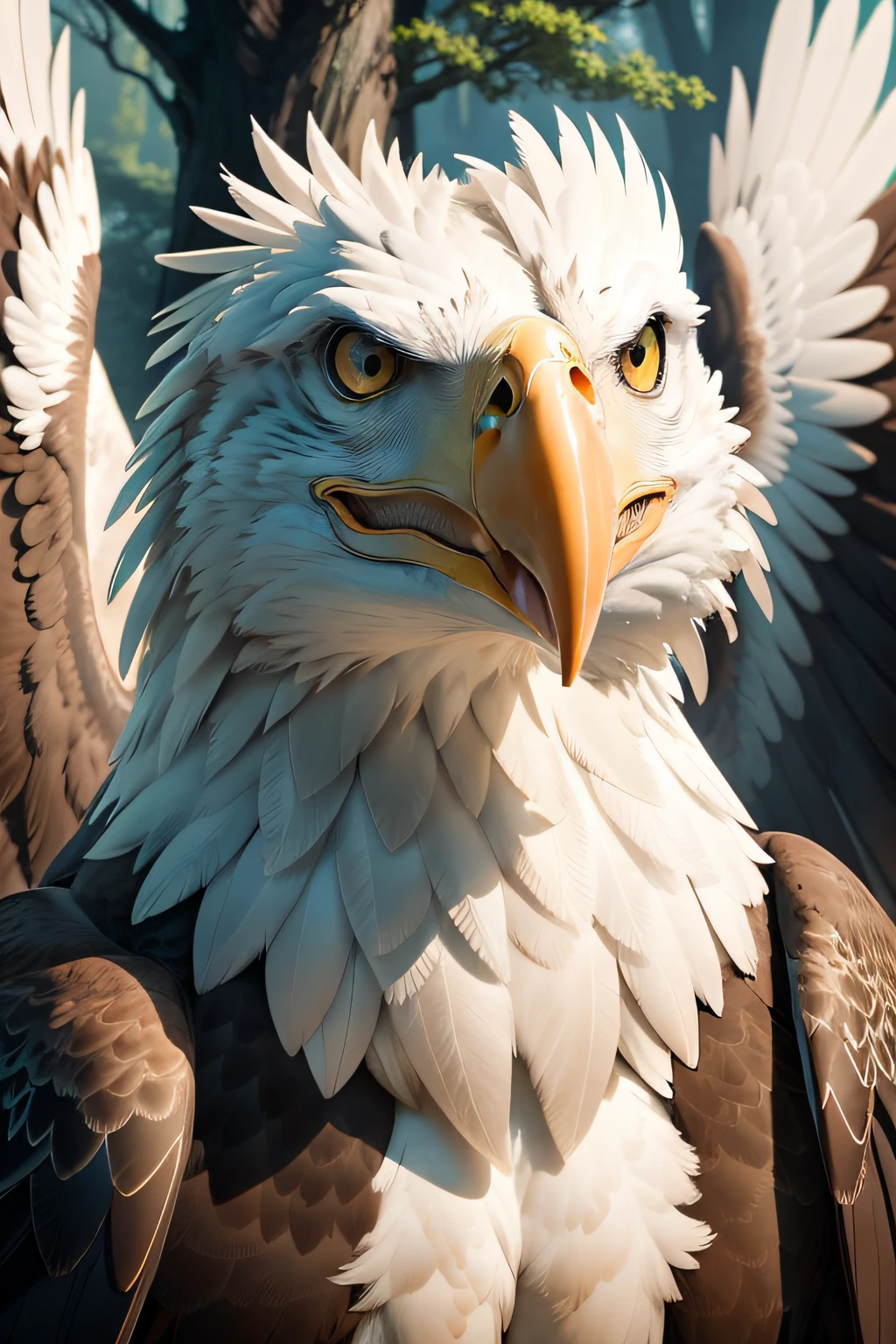 Please create a realistic image of an eagle. The eagle should be detailed and naturalistic, with well-defined feathers and lifelike features. It can be in a majestic pose, with its wings spread open. The background of the image should be white or transparent. Make sure to capture the distinctive details of the eagle, such as its sharp talons, curved beak, and piercing gaze. The image should convey the strength and majesty associated with this iconic symbol of nature.