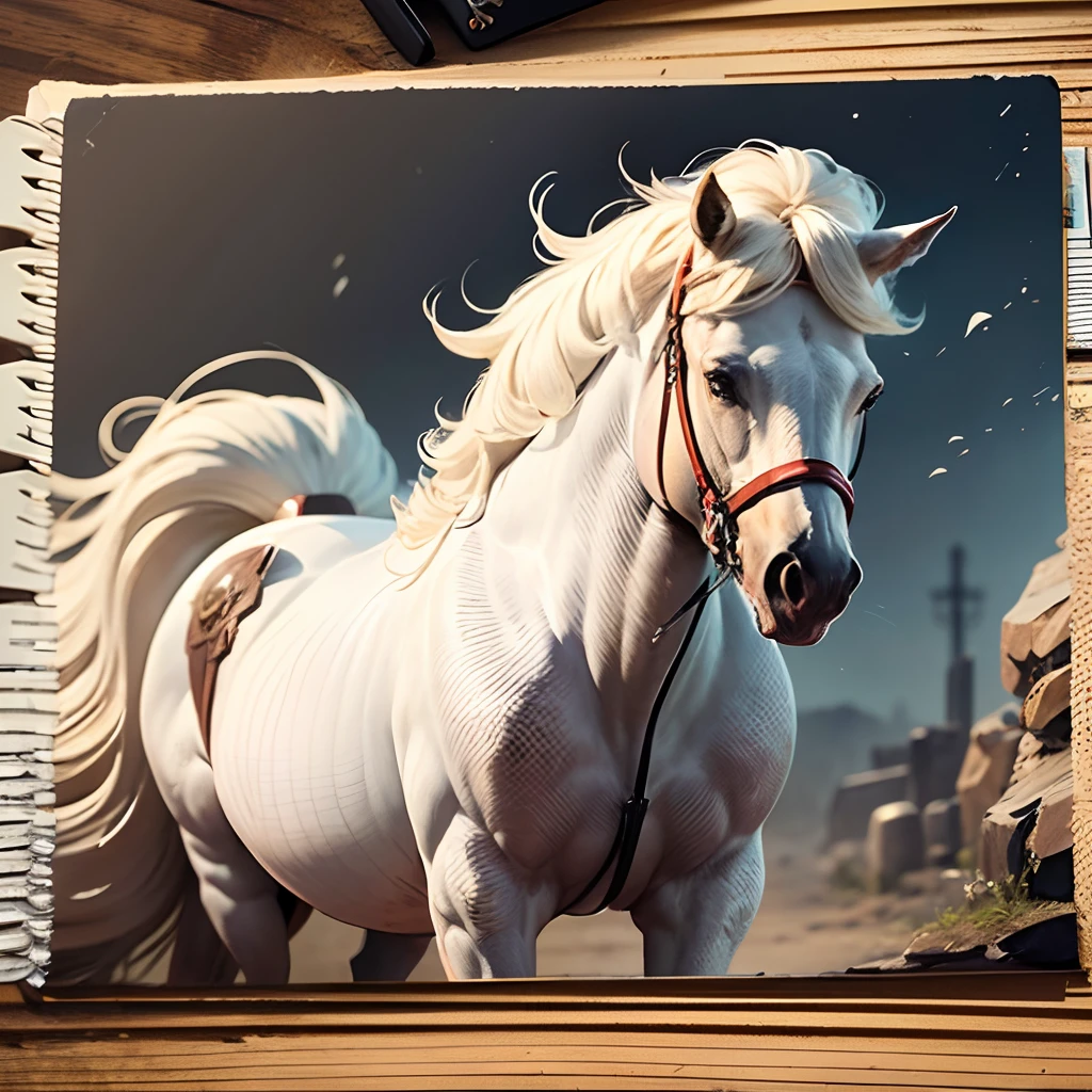 un caballo blanco, comic style --auto --s2