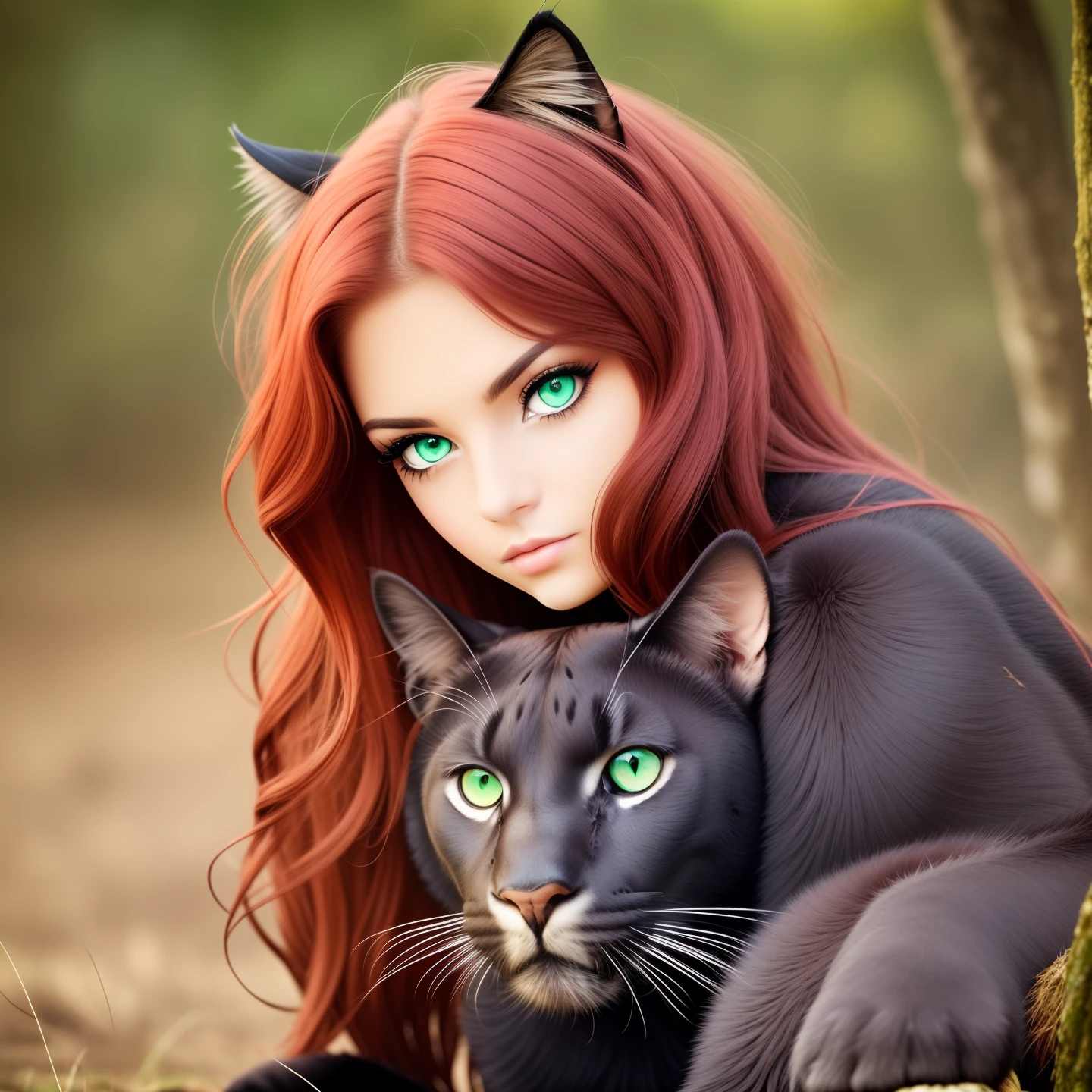 Panther, female, green eyes, red hair --auto --s2