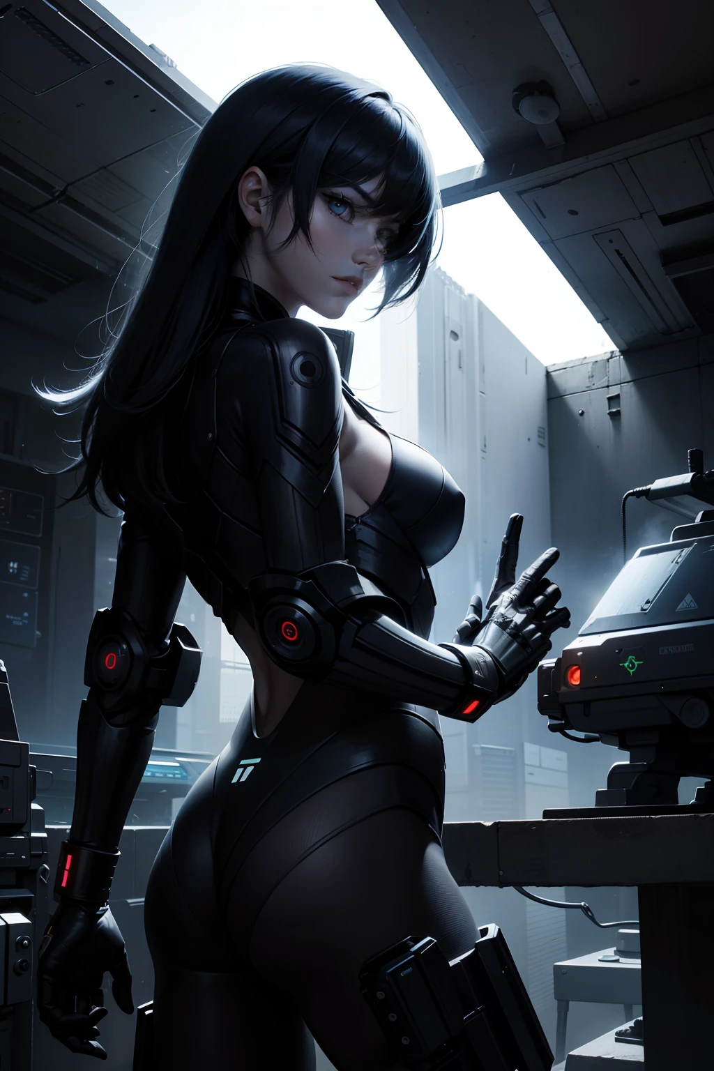Future super soldiers，whaite hair，Serious face，vibrant contrast，Precise light and shadow，Reasonable composition，super-fine，[Multiple monochromes]Sense of technology 1.3，+cyber punk perssonage