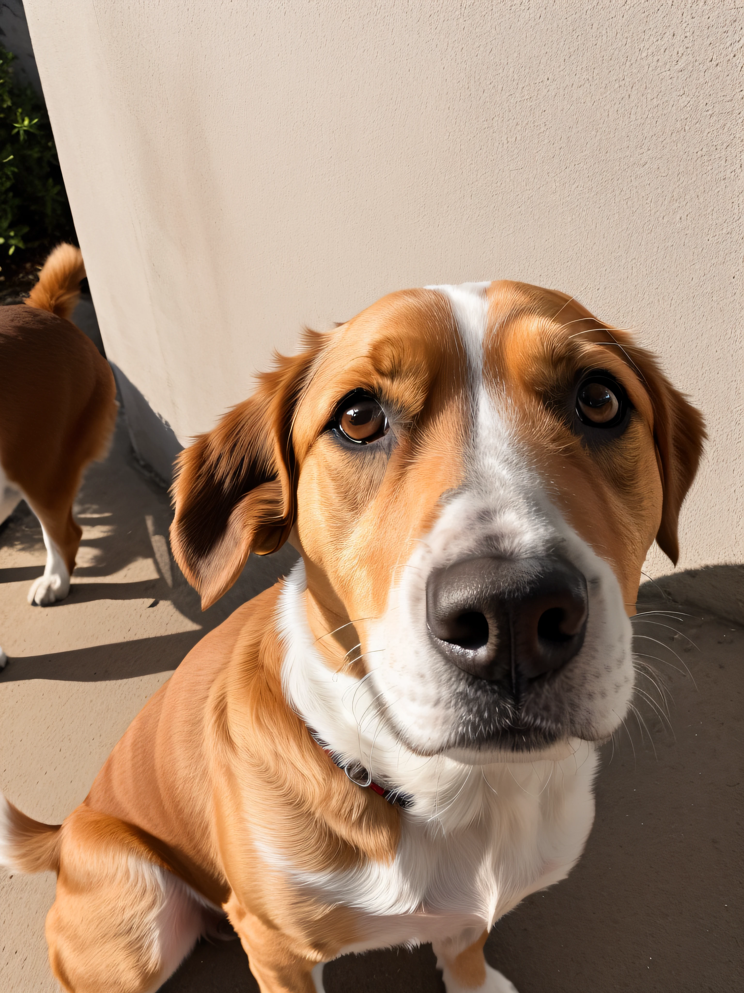 (((obra-prima))), ((melhor qualidade)), ((ultra-detalhado)), (CG illustration), There is a brown and white dog sitting on the ground, jack russel dog, staring directly at camera, atrevido!!!, peludo bonito precisa de sua ajuda, Looking towards the camera, Jack Russel Terrier surpreendido, Jack Russel Terrier, looking-into-camera, (((oxidado))), staring directly at camera, Me ajuda, selfie of a dog, front facing the camera