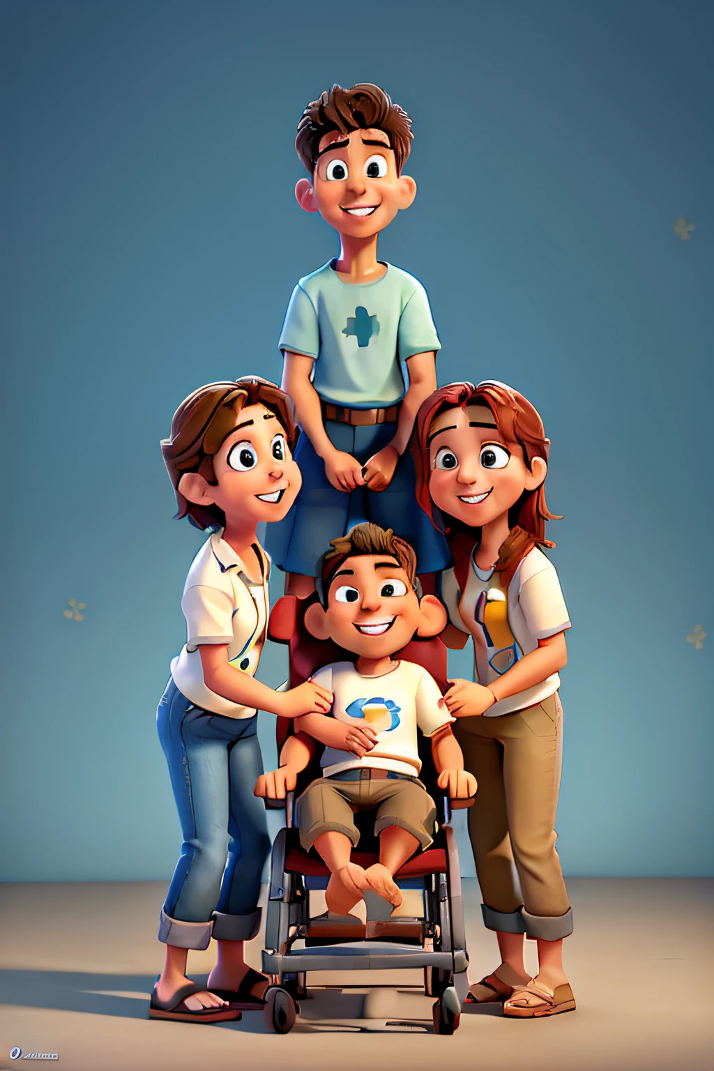friends taking a paralytic on a stretcher to Jesus to be healed, imagem estilo Disney pixar 8k