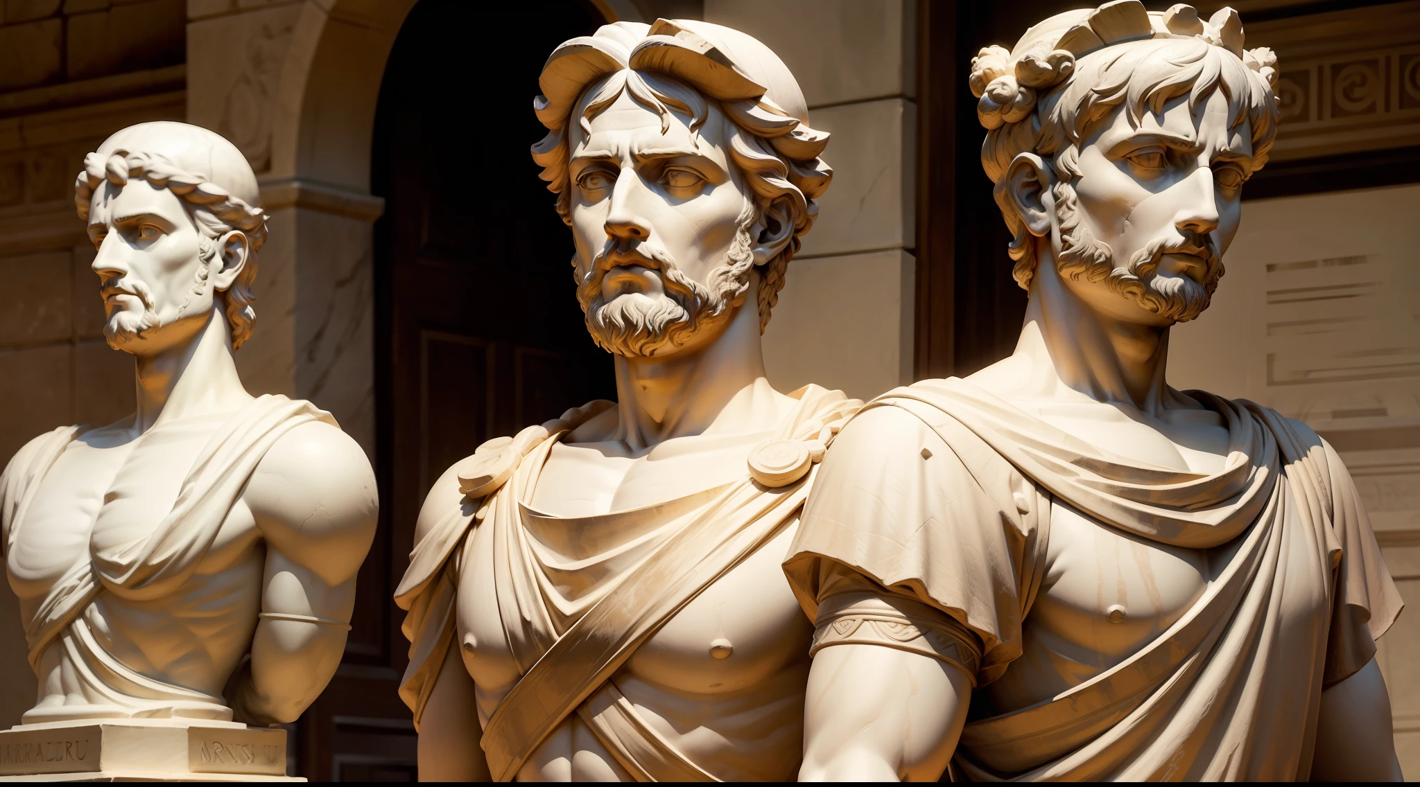 An ancient Roman statue of Marcus Aurelius teaching Stoic philosophy principles