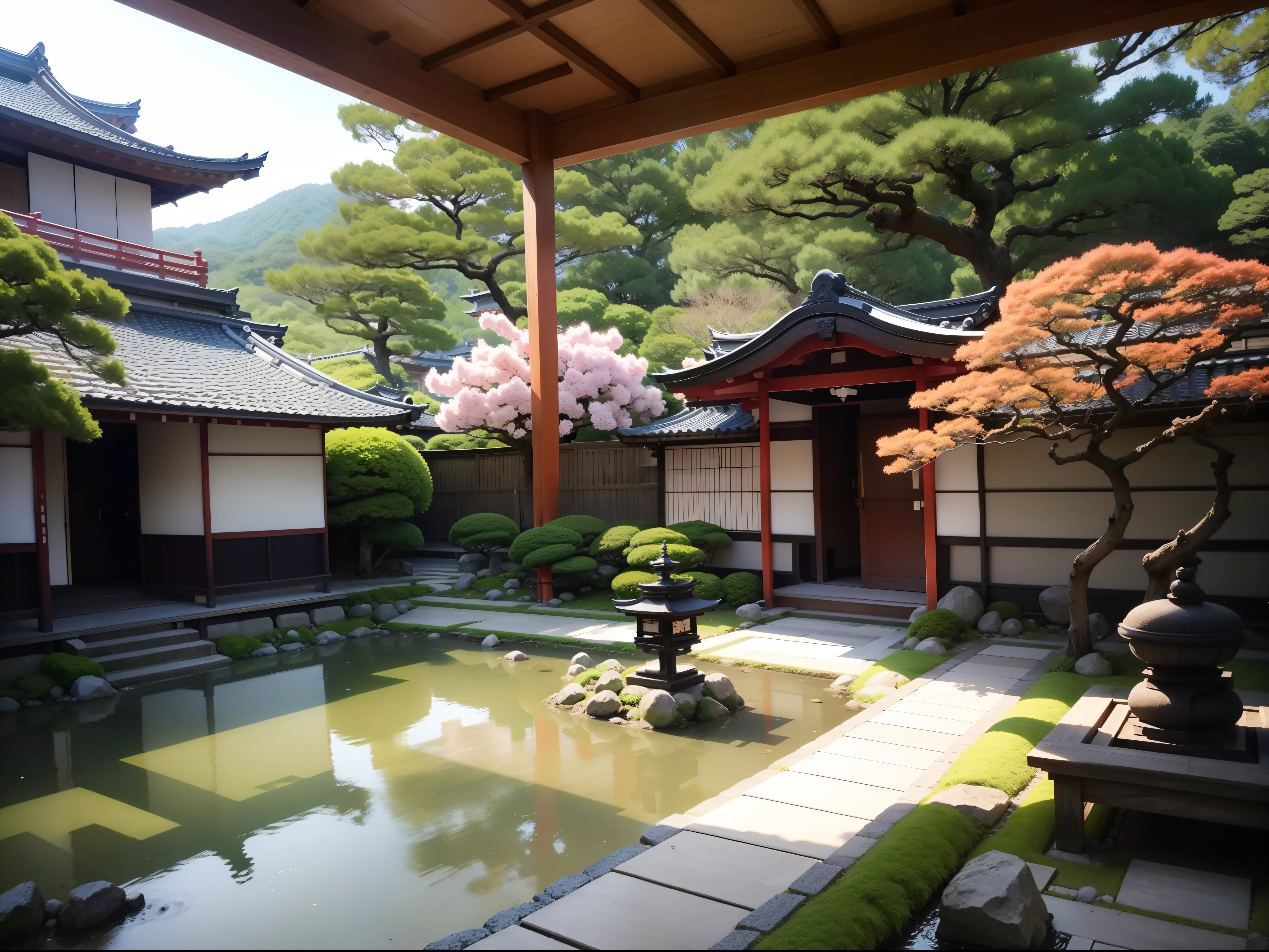 small floral garden in Kyoto Japan