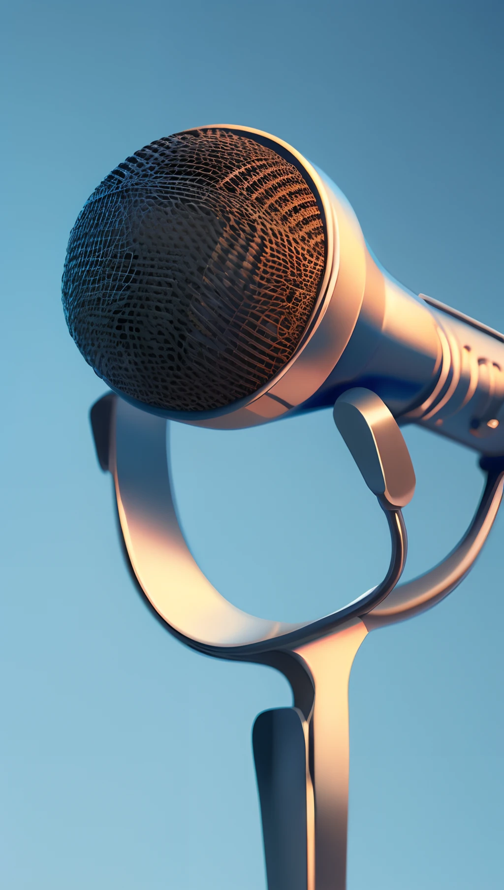 microphone, animated, realistic, detailed, blue background