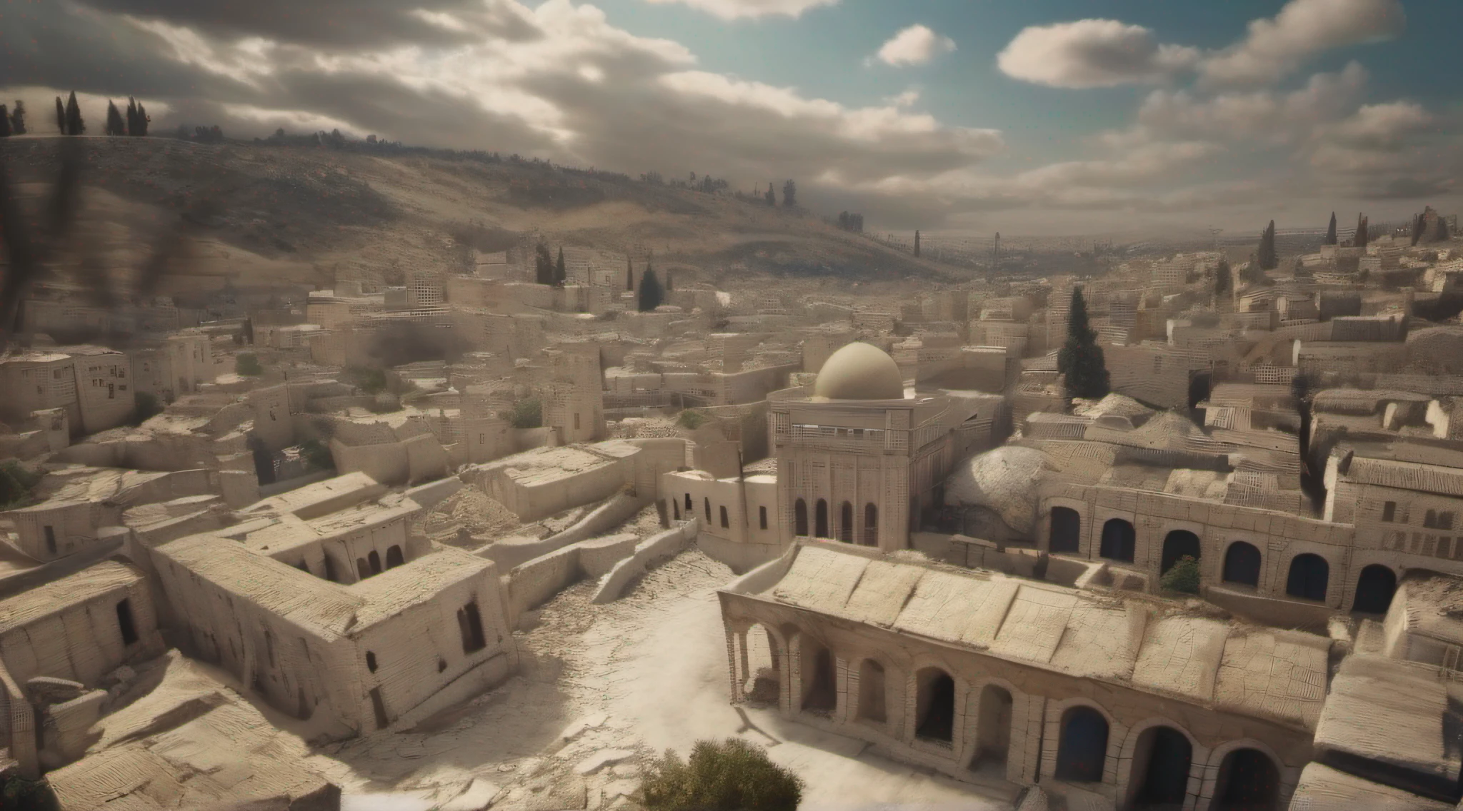 Destruction of Jerusalem, City taken by the Assyrians, fotorrealista, 4k, wide angle