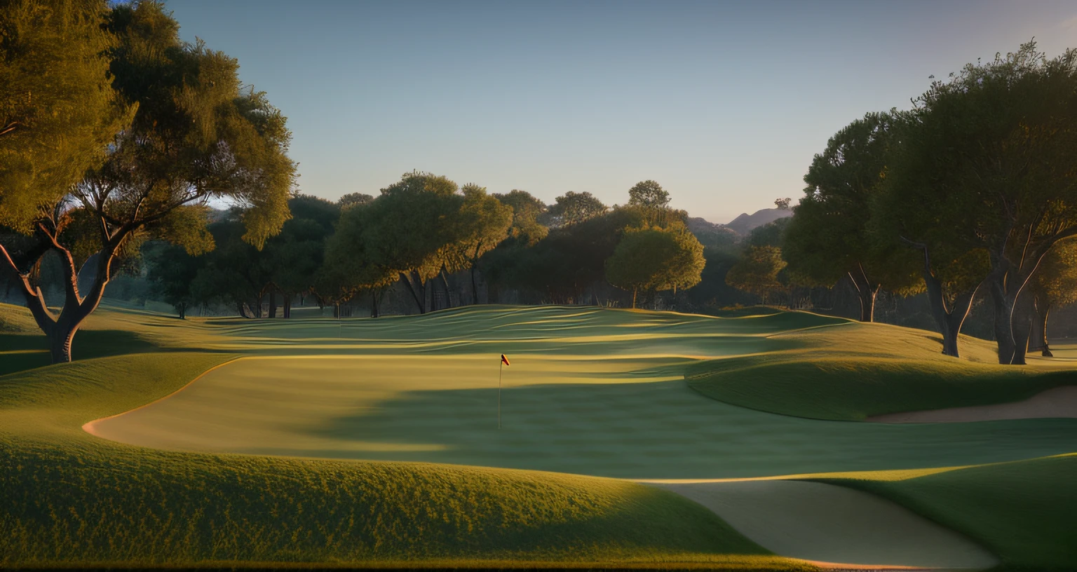 campo de golf, obra-prima, detailed symmetrical digital art, altamente detalhada, inspiradora, 8K, mytologic, bela, obra-prima, premiada, foco nítido, intrincado, lighting dramatic, 8k, UHD, HDR, Unreal Engine 5, Fotorrealismo, Qualidade HD, 8K分辨率, highes definition, Arte Digital, Unreal Engine, Altamente Detalhado, Realista, Detalhado, Refinado, Altamente Detalhado, Luz suave, cinematic lighthing,  Unreal Engine, octane render, post - production, 4K, super grande angular, HD, 8K, 3D, super grande angular, epic scene, intrincada, digital