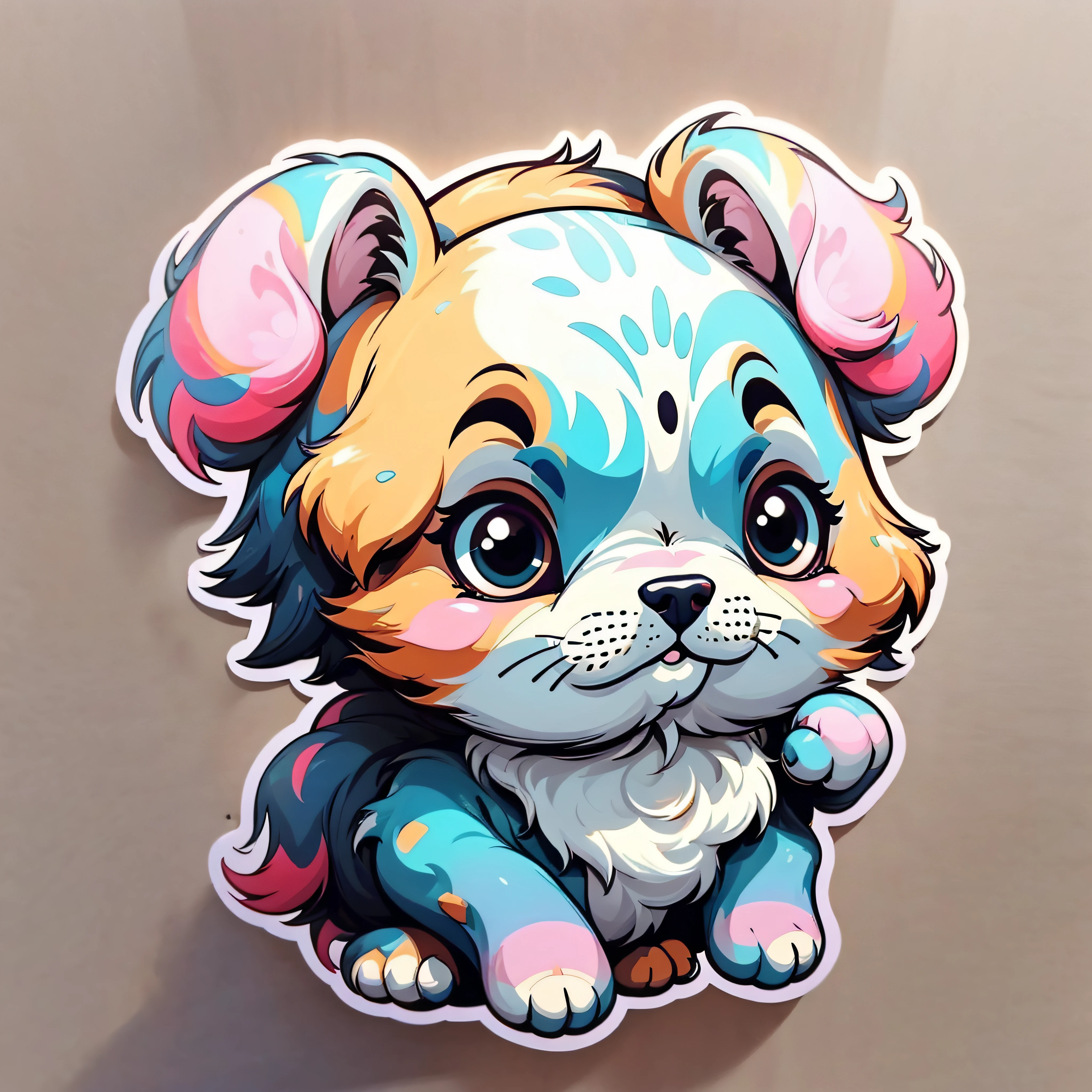 sticker, dog in different poses, chibi style, white background, full body, vibrant colors, aligned side by side, big eyes with brightness, sticker illustration, cute dog, perfect dog, sticker illustrations, sticker design vector art, dog, vector sticker, bottomless image, sticker design, matrix cut sticker, sticker concept design