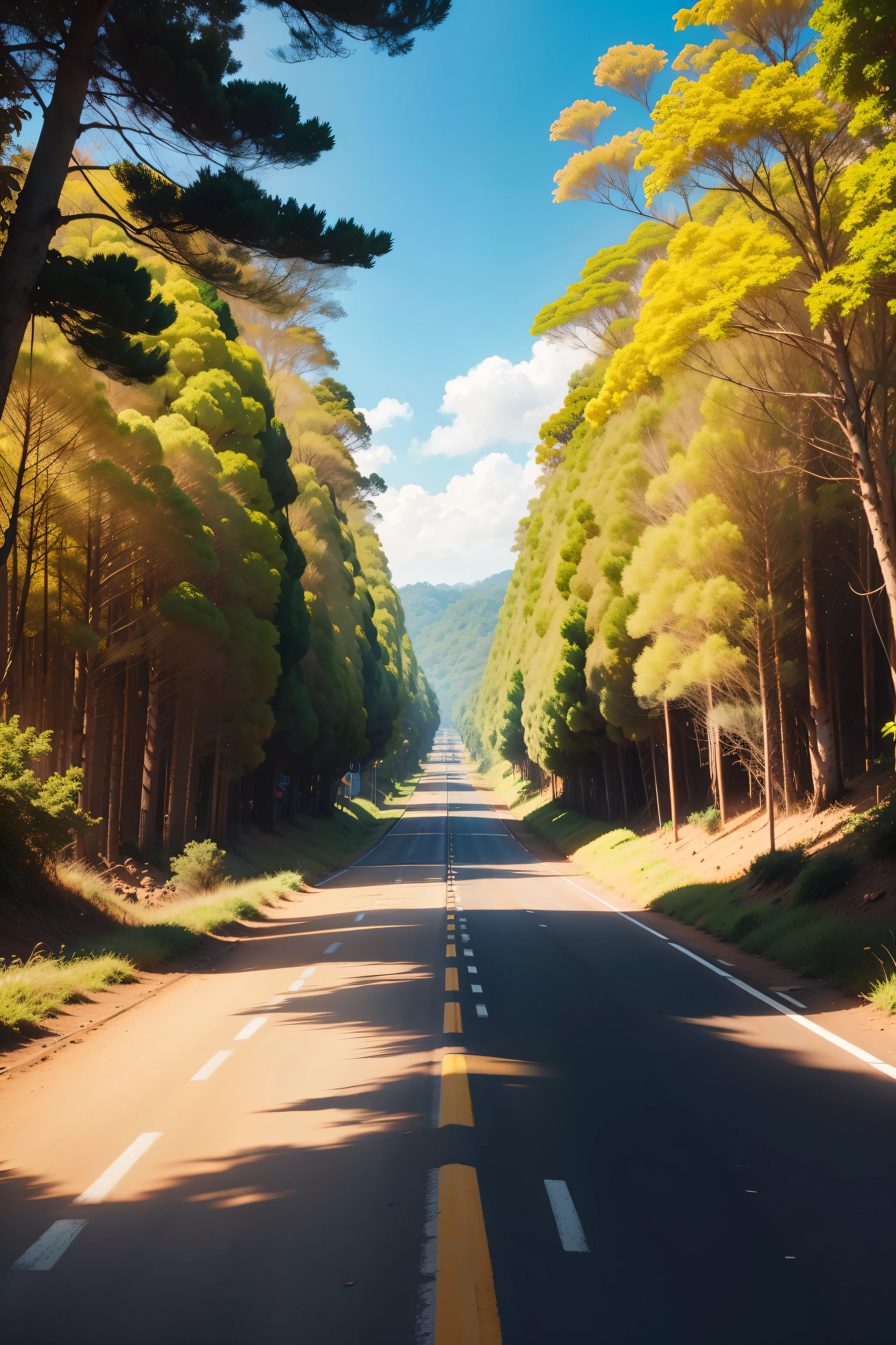 uma estrada para o horizonte um caminho de paisagem deslumbrante com um sol nascente e brilhante com lindas cores quentes emanado deste caminho