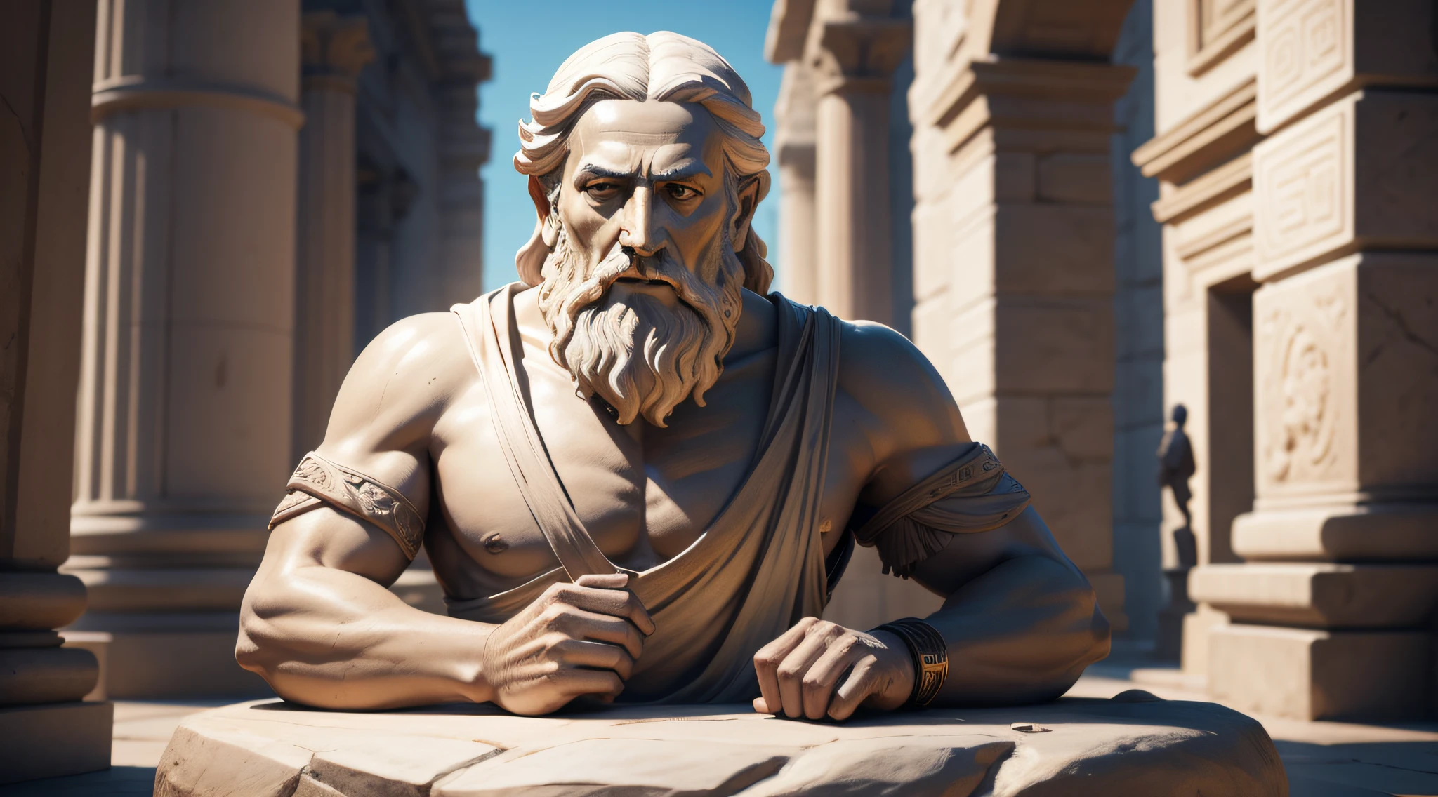 Sculpture of an ancient philosopher in ultra-realistic 8K