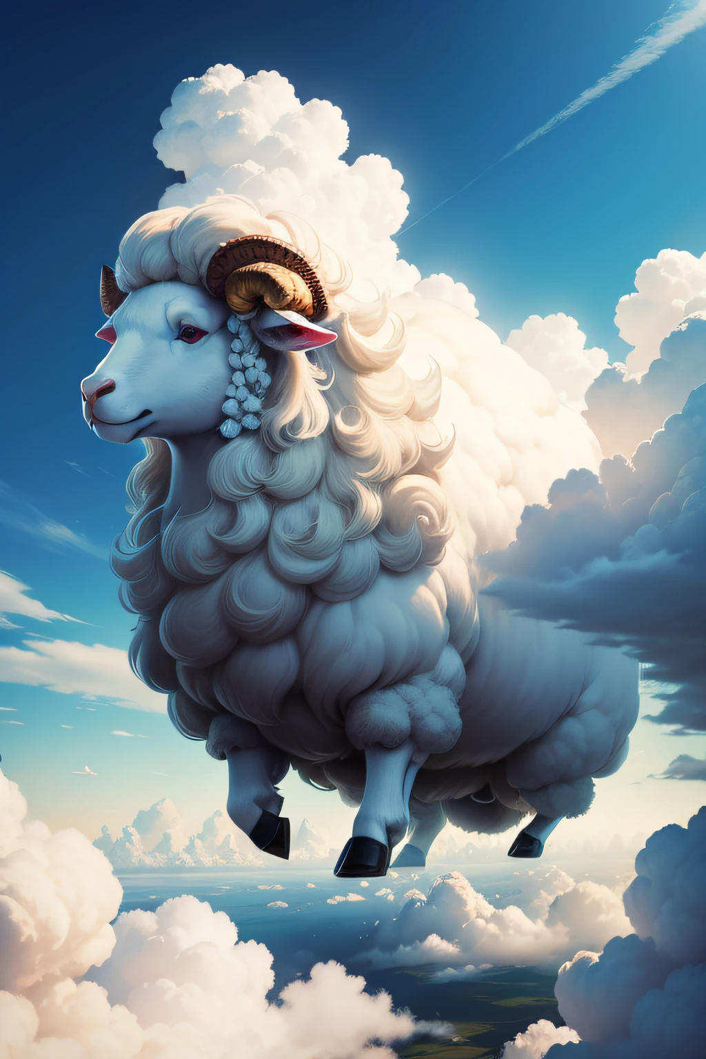 Skysky，Clouds，Many sheep run on the clouds